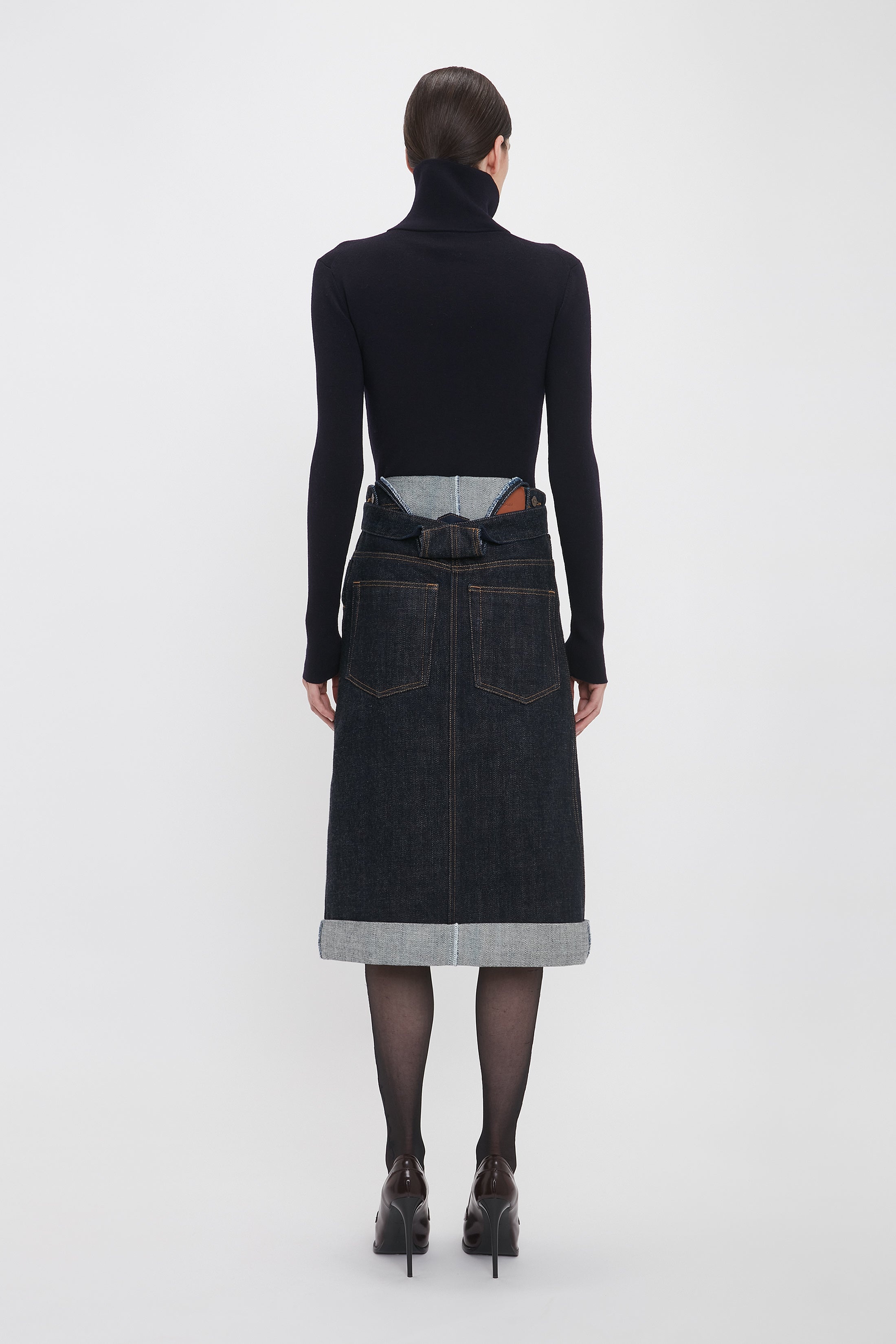 Overall Skirt In Dark Indigo Rinse - 4