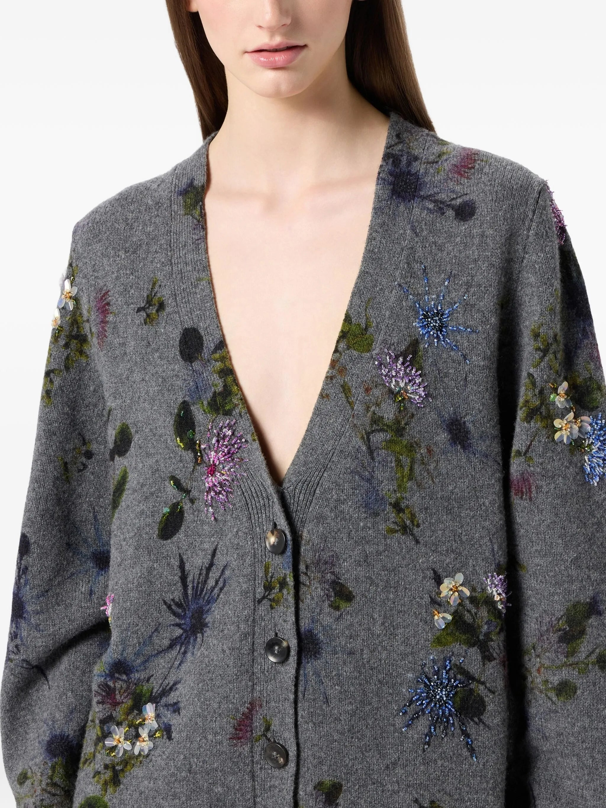 Blumarine Floral-beaded Cardigan - 5