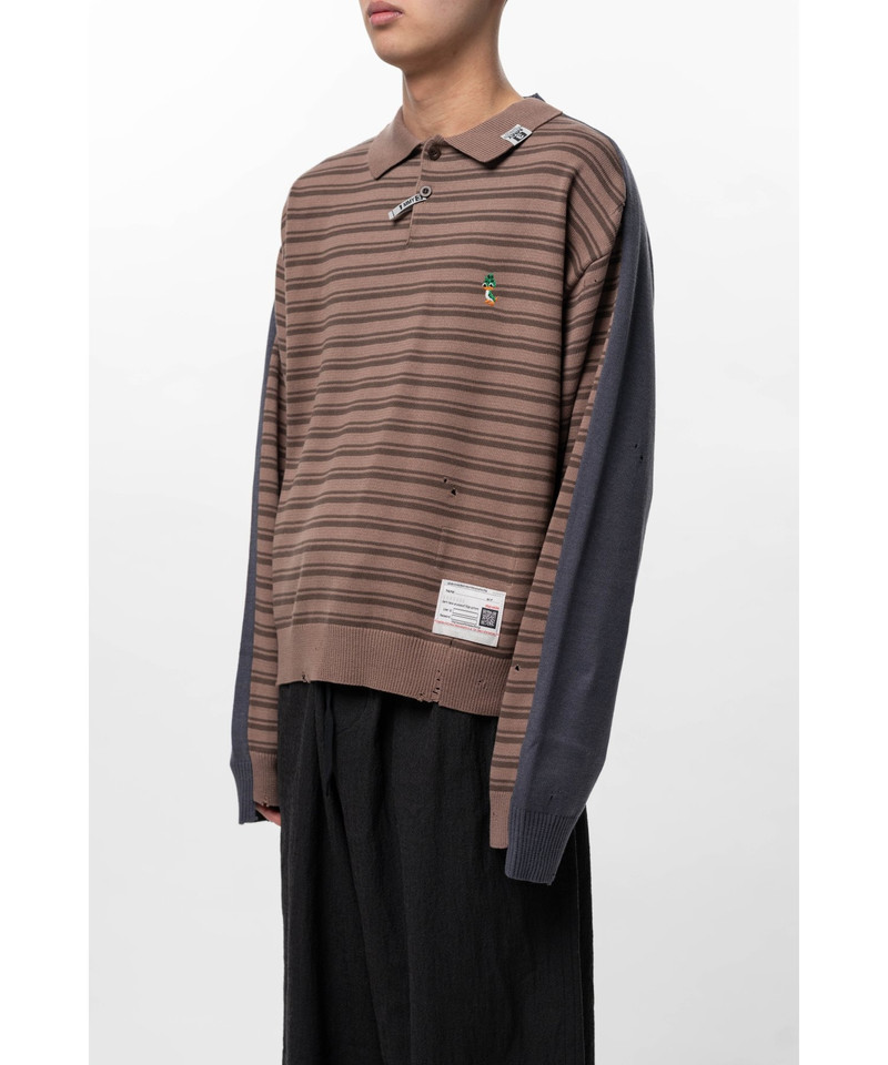 Front Back Combined Knit Polo Sweater 11