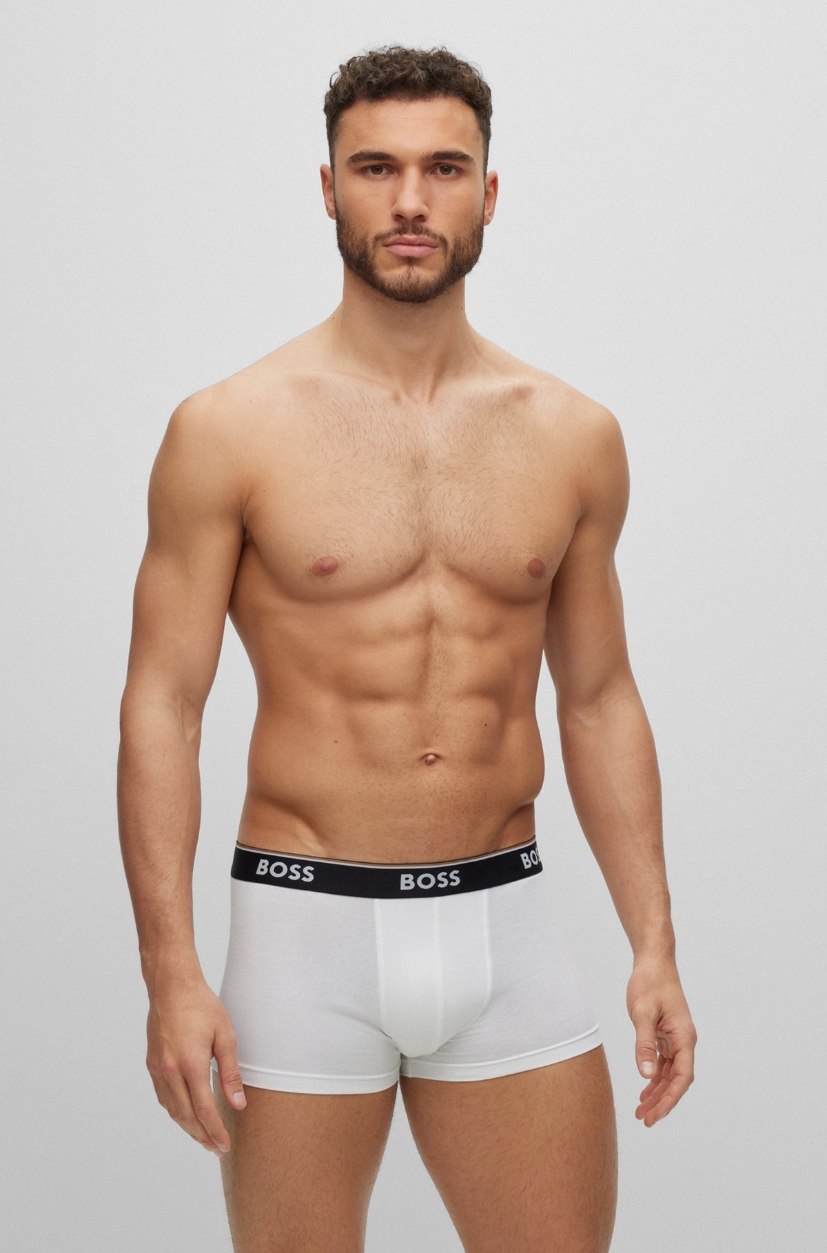 THREE-PACK OF STRETCH-COTTON TRUNKS WITH LOGO WAISTBANDS - 6
