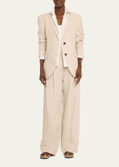 Brunello Cucinelli Pleated Delave Linen Waist Pants outlook