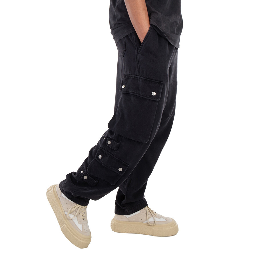 Isabel Marant Men's Black Logo-Patch Cargo Jeans - 5
