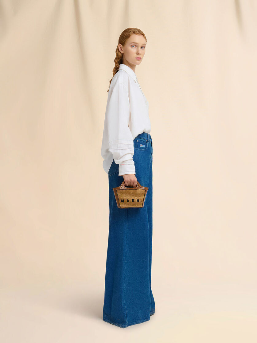 TROPICALIA MICRO BAG IN BROWN LEATHER AND RAFFIA - 2