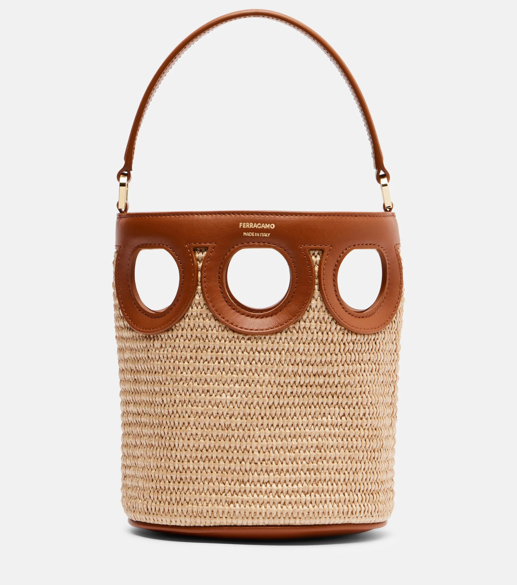 Gancini Small raffia bucket bag - 1