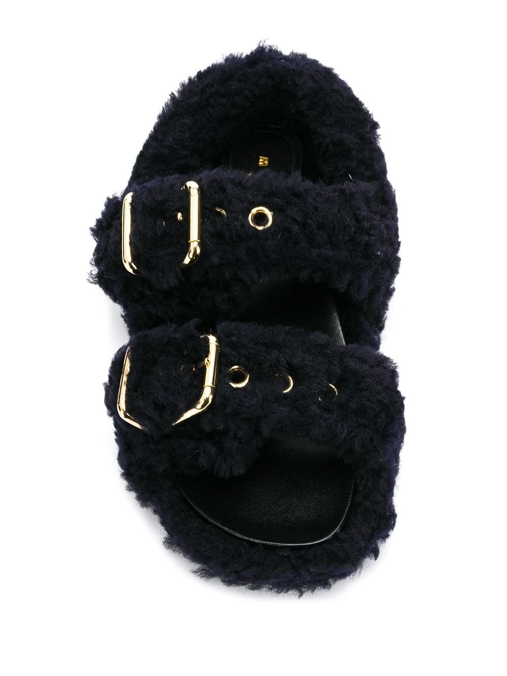 buckled shearling sandals - 4