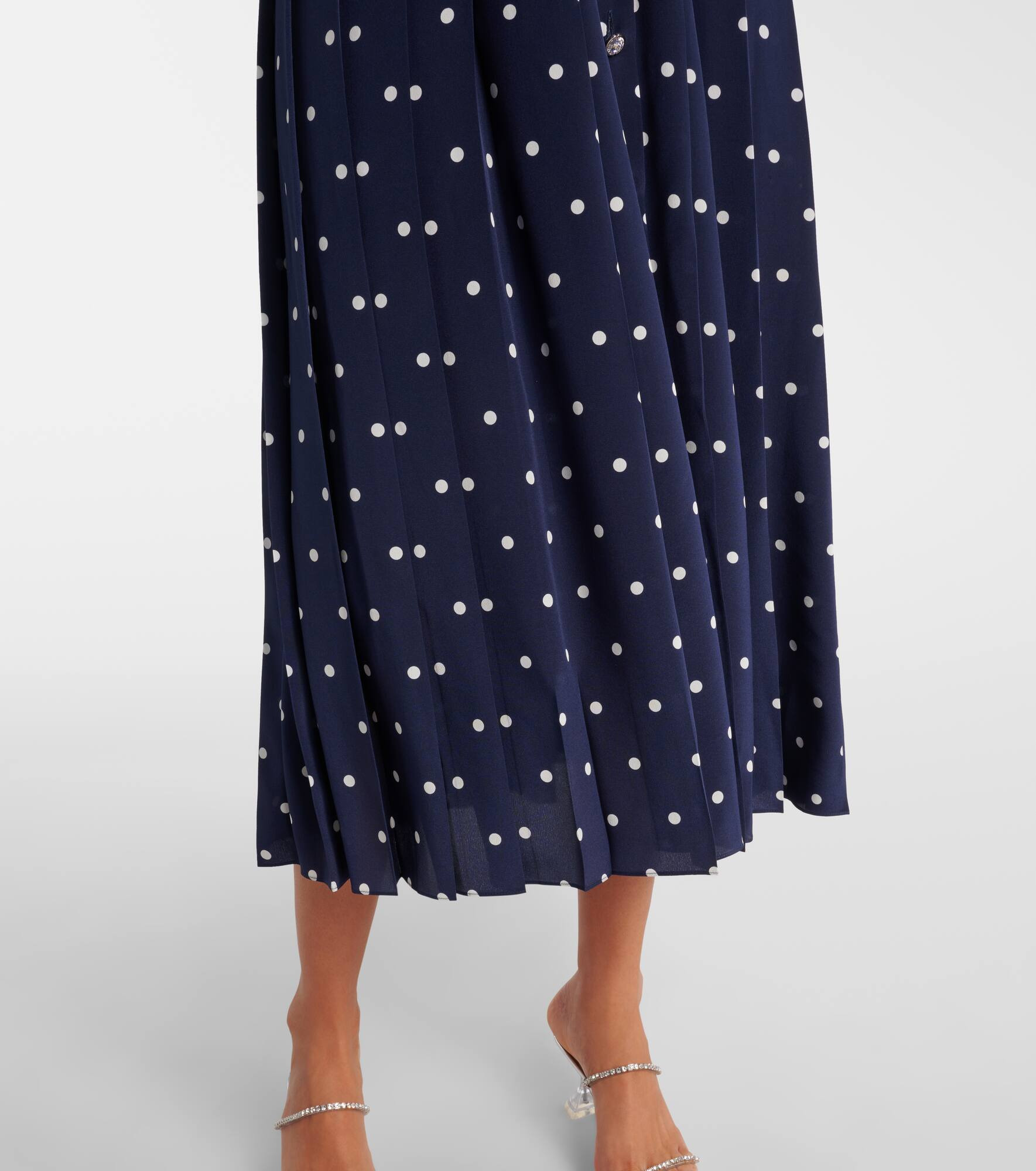 Polka-dot ruffled silk midi dress - 6