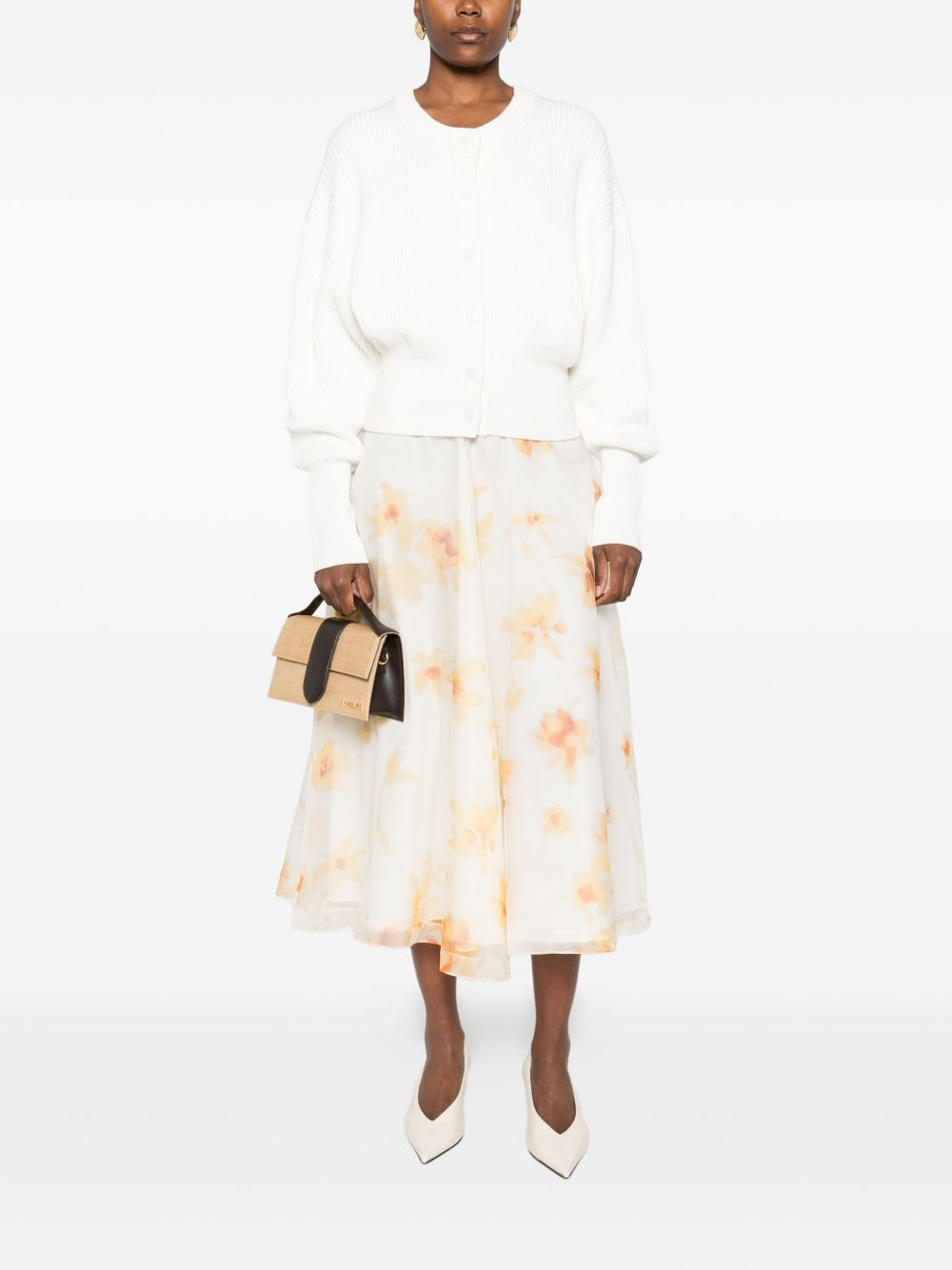 floral-print silk midi skirt - 2