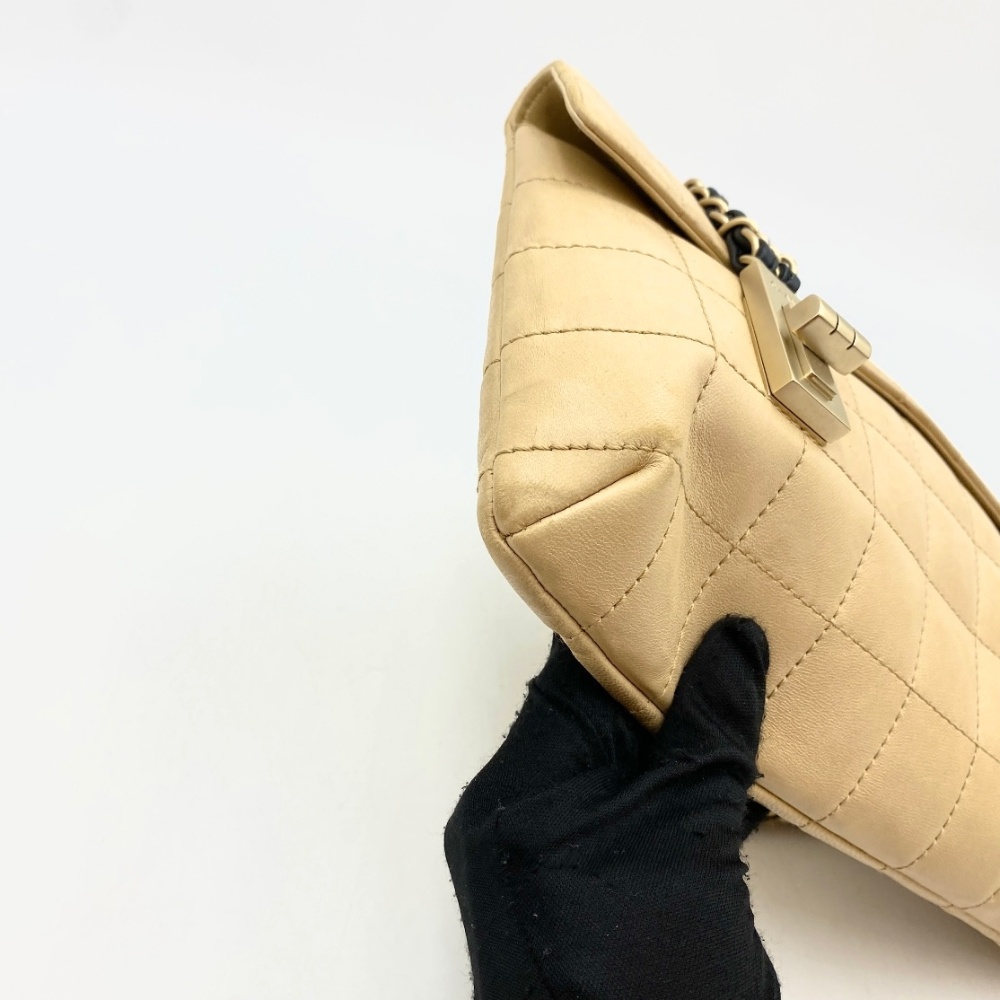 Chanel No.8 Beige Chocolate Bar Chain Shoulder Bag - 7
