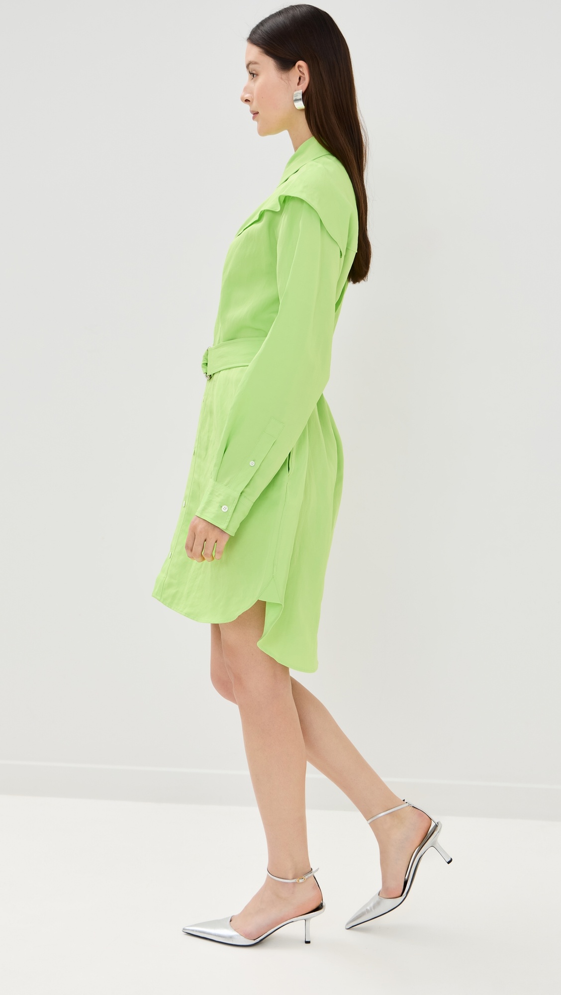 Cape Shoulder Drape Shirt Dress - 3