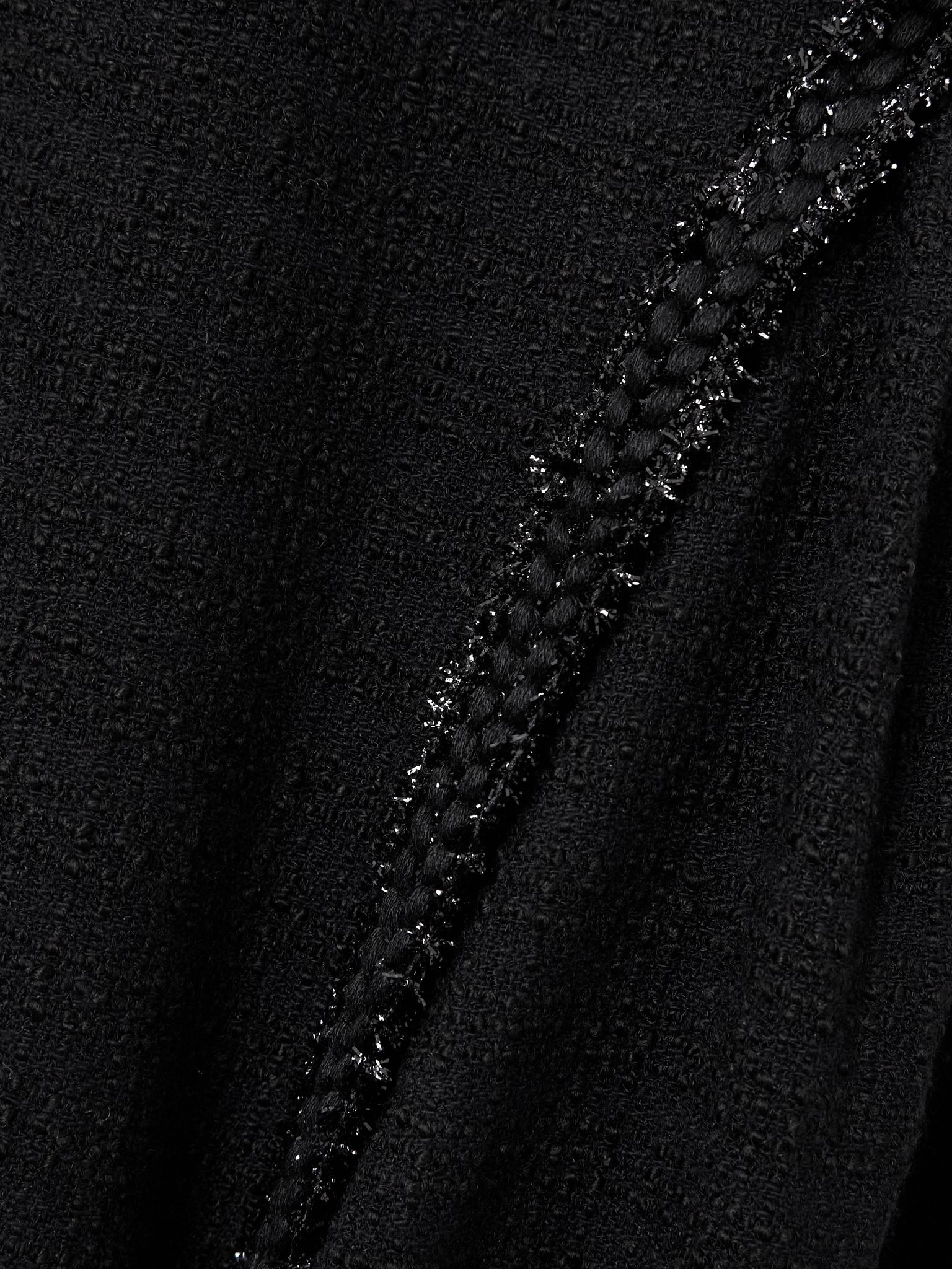 Open-back metallic-trimmed bouclé-tweed midi dress Black - 4
