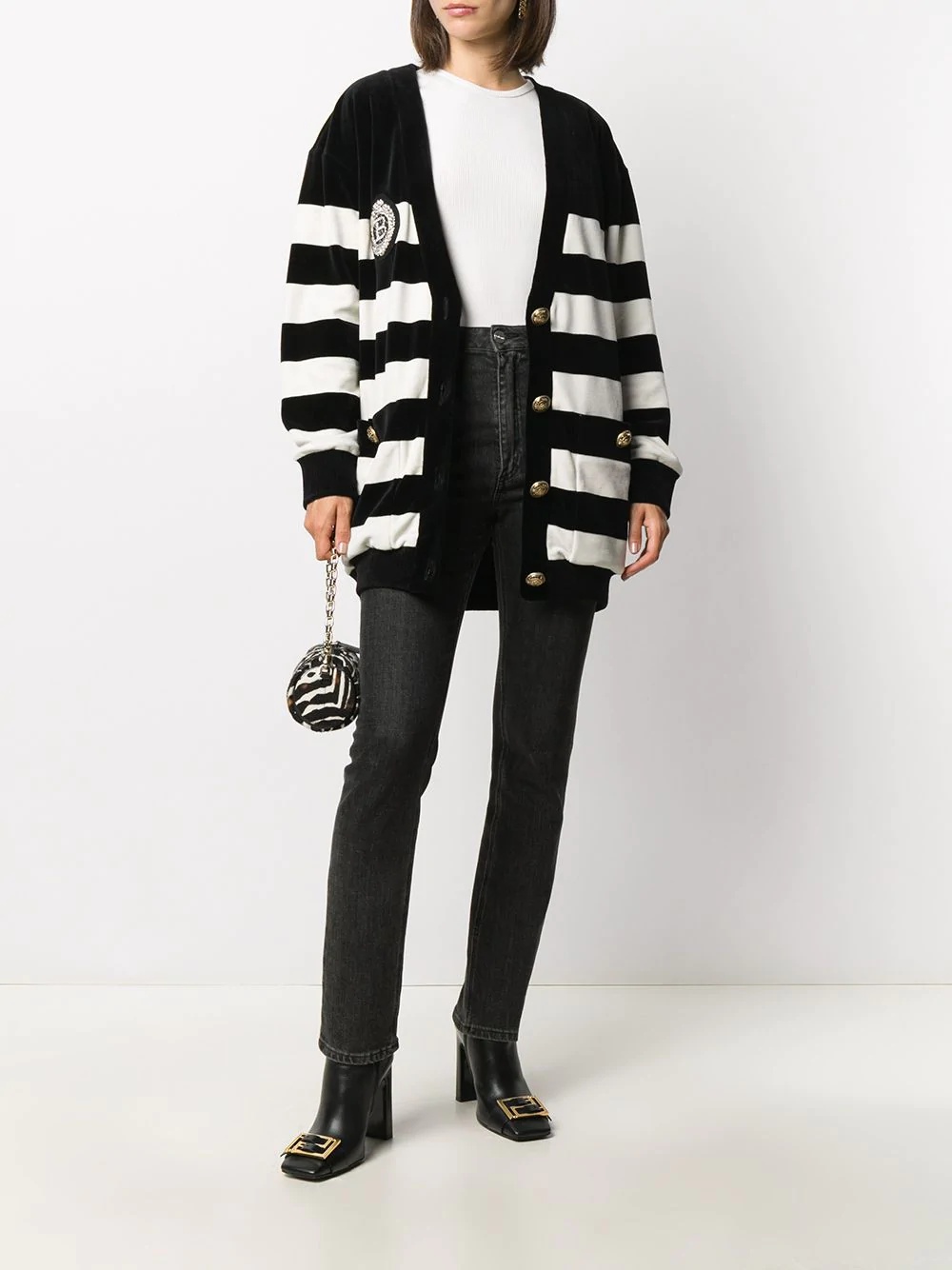 striped knit cardigan - 2