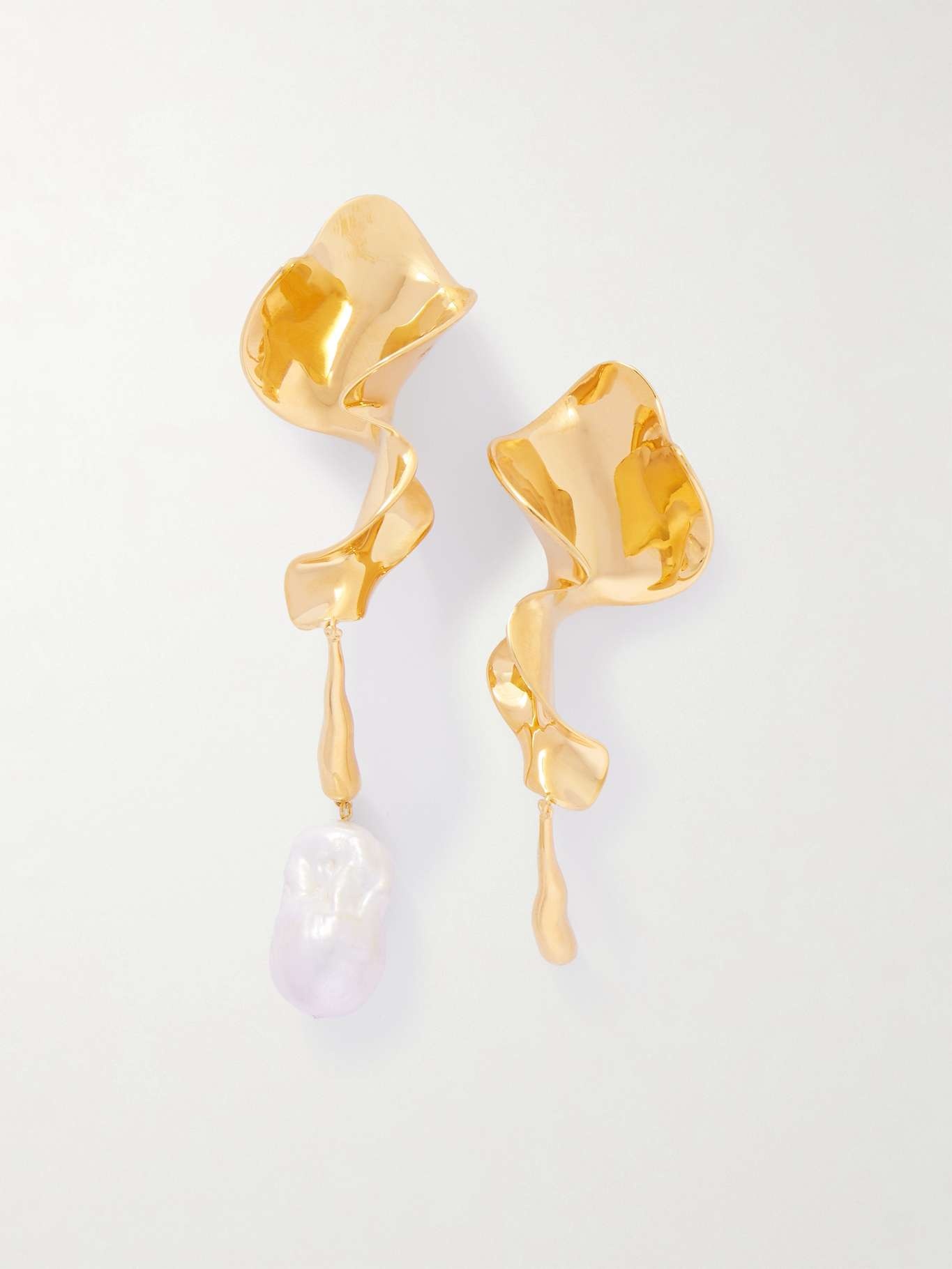 Tidal gold-plated faux pearl earrings White - 1