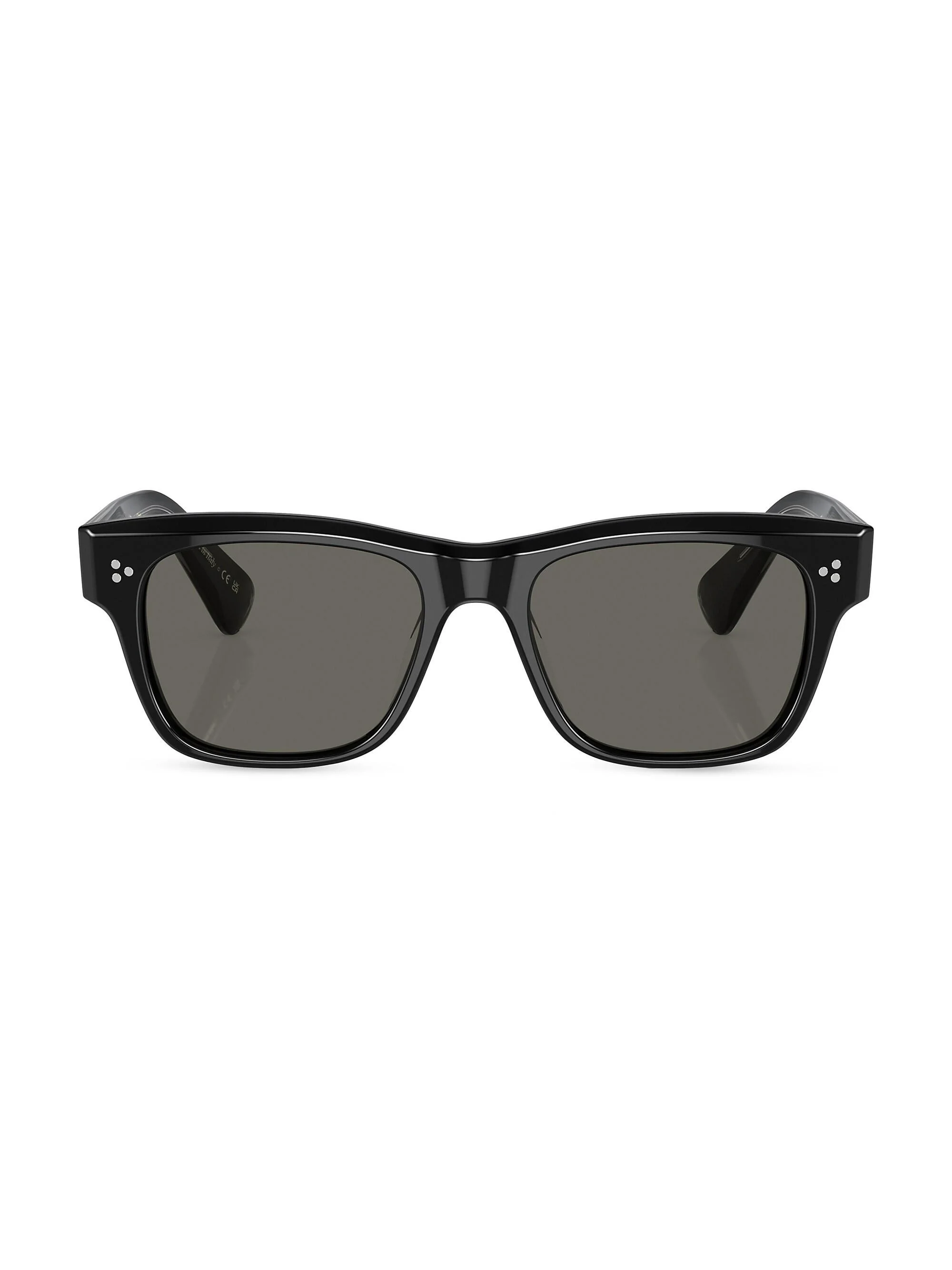 Men's Birell 52MM Acetate Rectangular Sunglasses - Black - 1