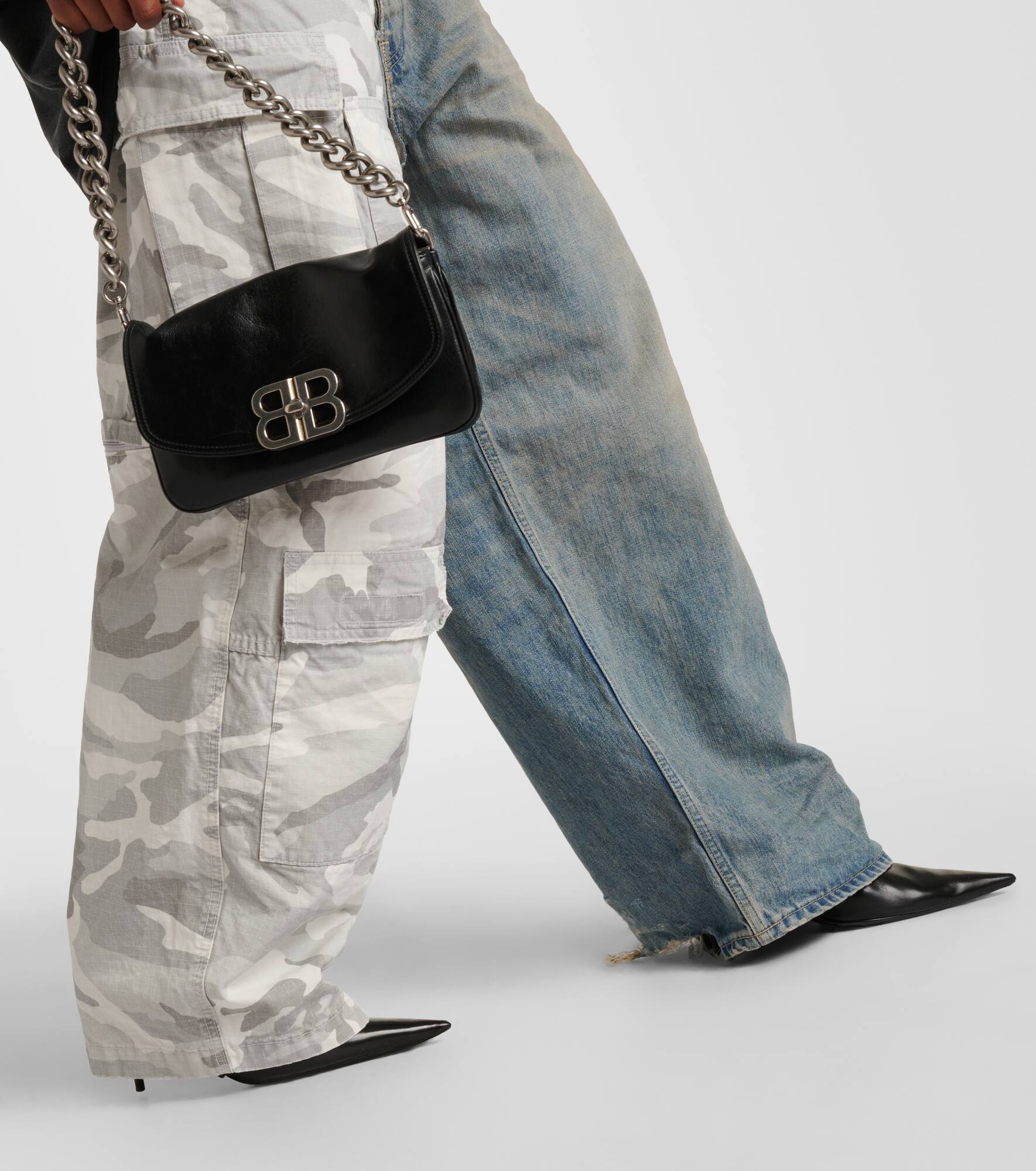 Cotton ripstop and denim cargo pants - 5