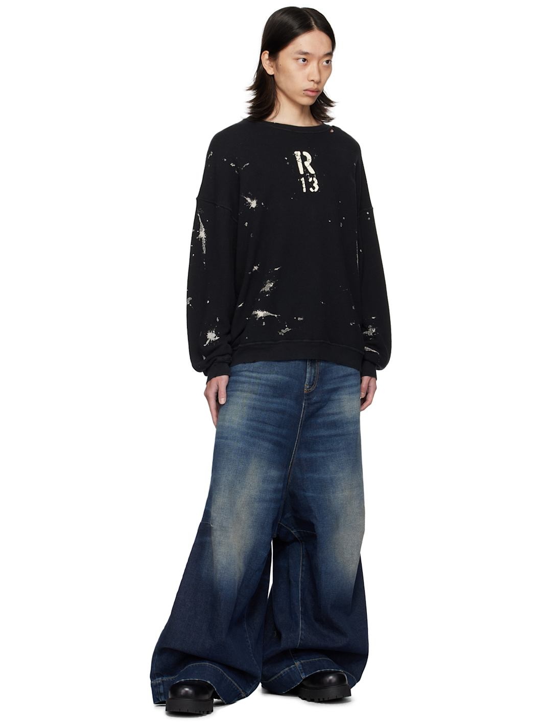 Black Paint Splatter Sweatshirt - 4