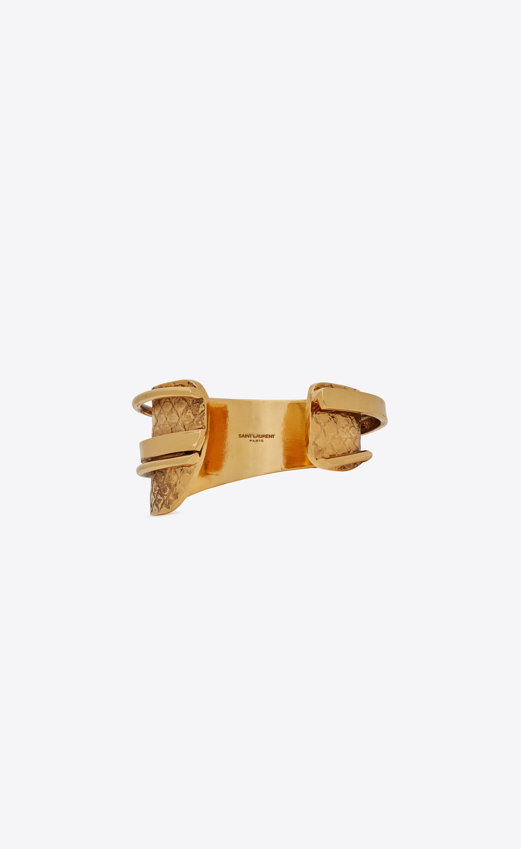 modernist snake textured cuff bracelet in metal - 4