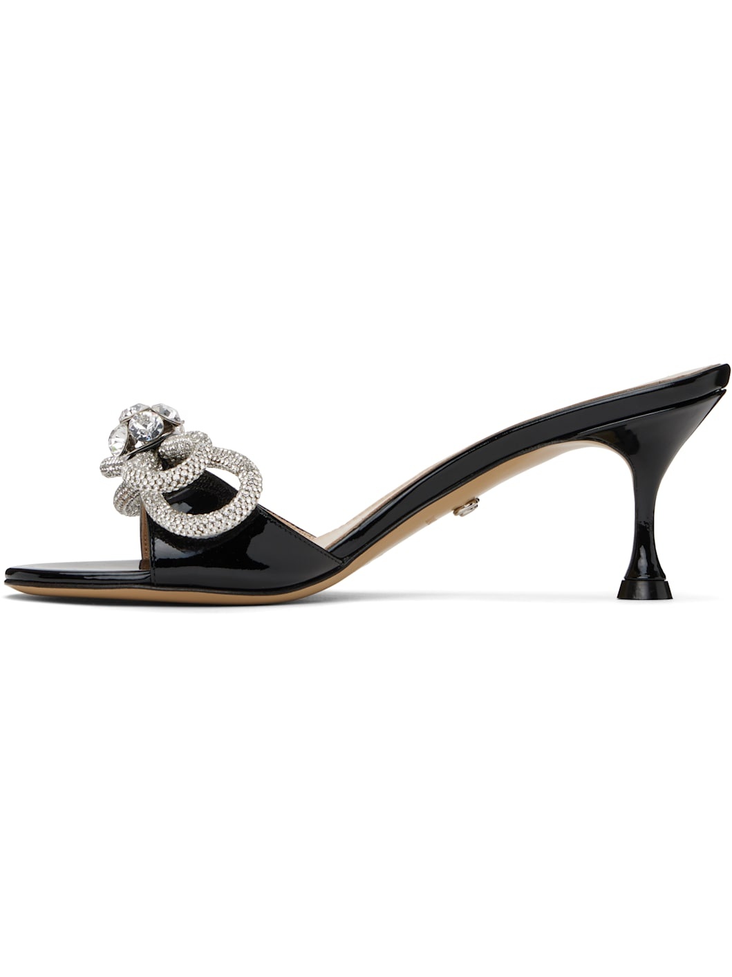 Black Double Bow Patent Mules - 3