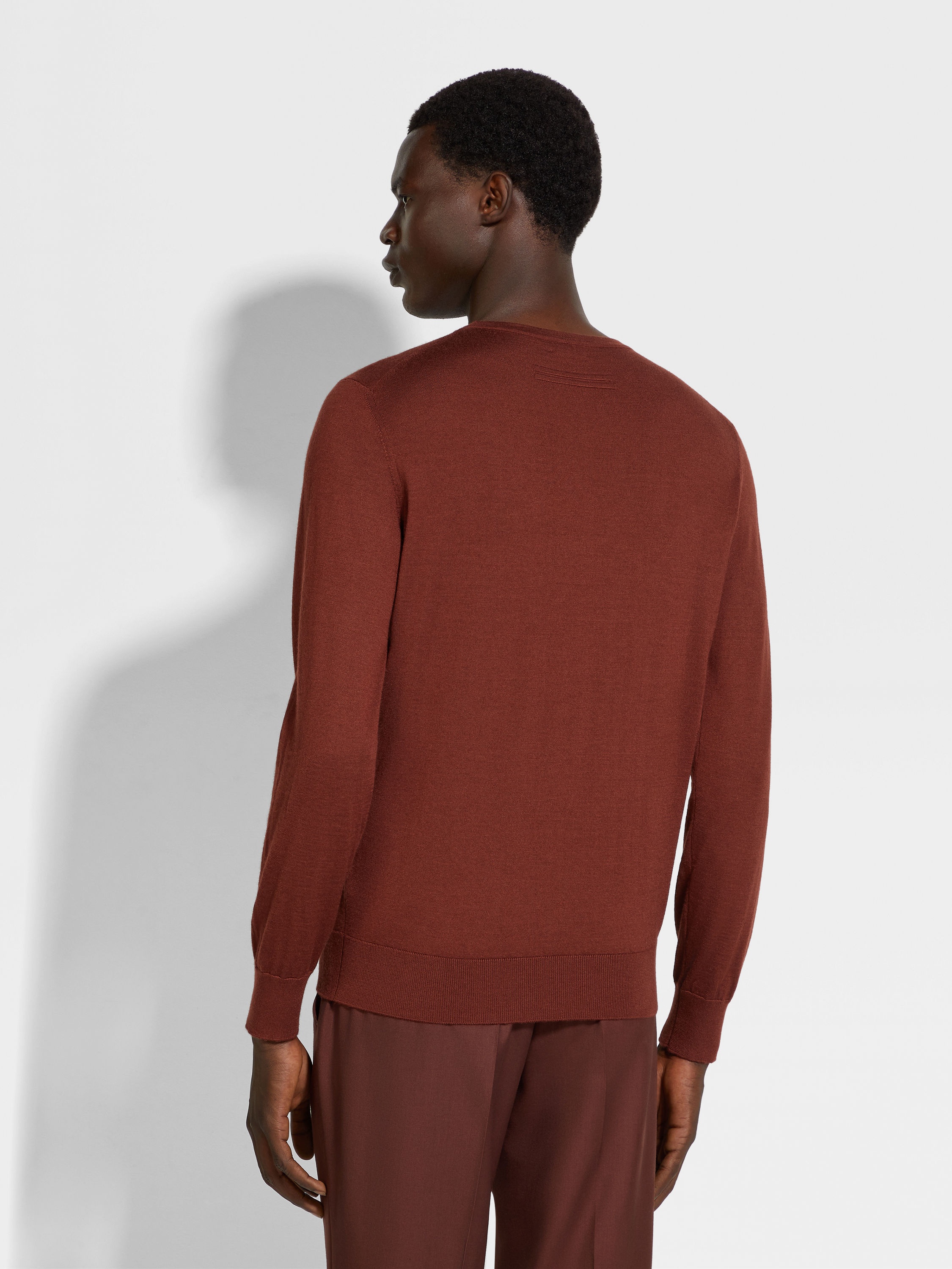 BRICK RED MÉLANGE CASHSETA CREWNECK - 5
