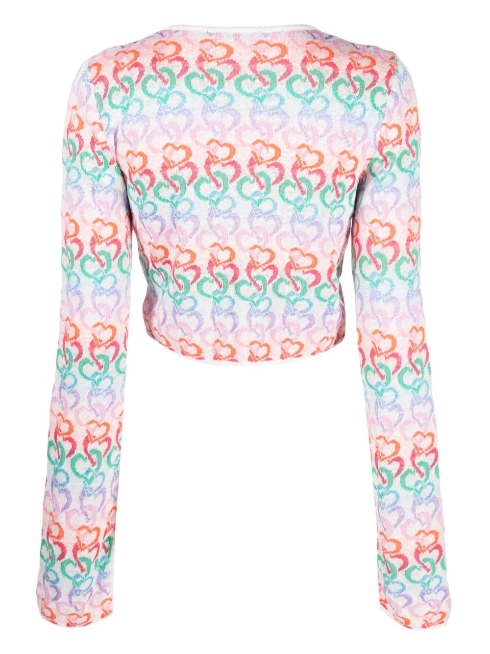 hearts-pattern cropped cardigan - 2