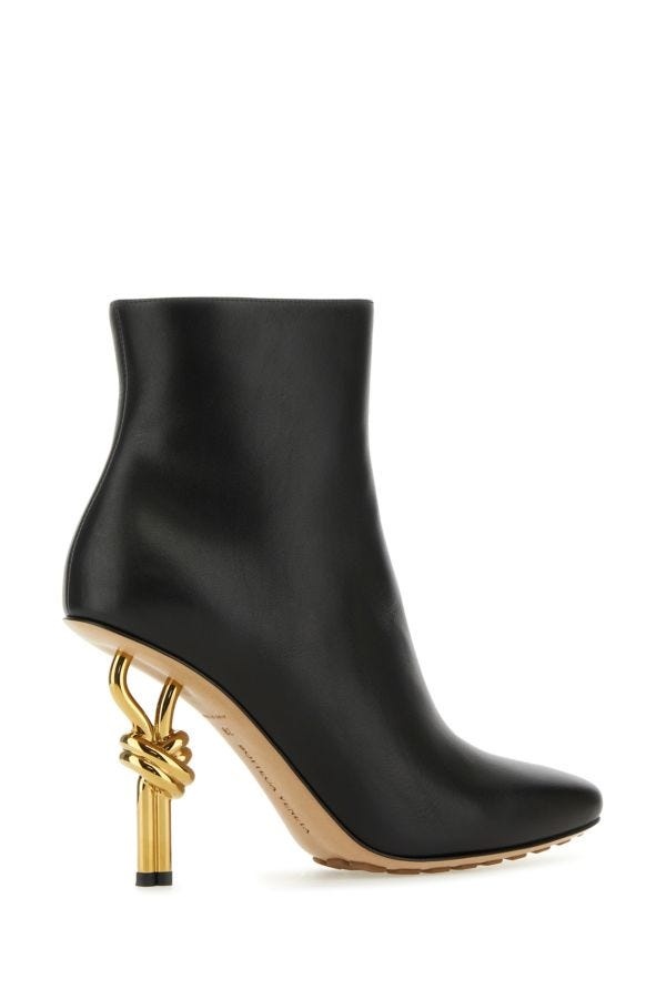 Black leather Knot ankle boots - 3