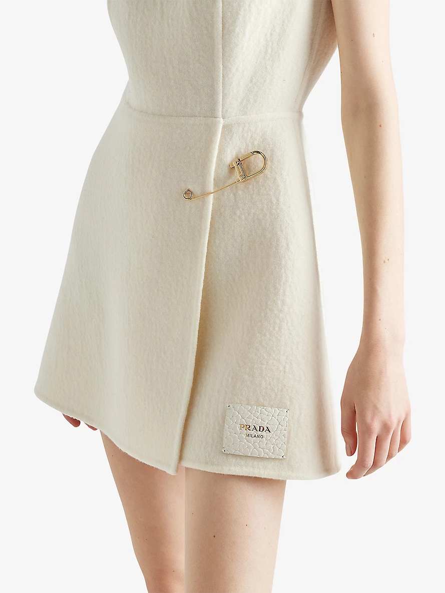 Safety-pin washed wool-blend twill mini dress - 3