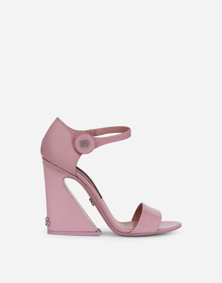 Patent leather sandals with geometric heel - 1