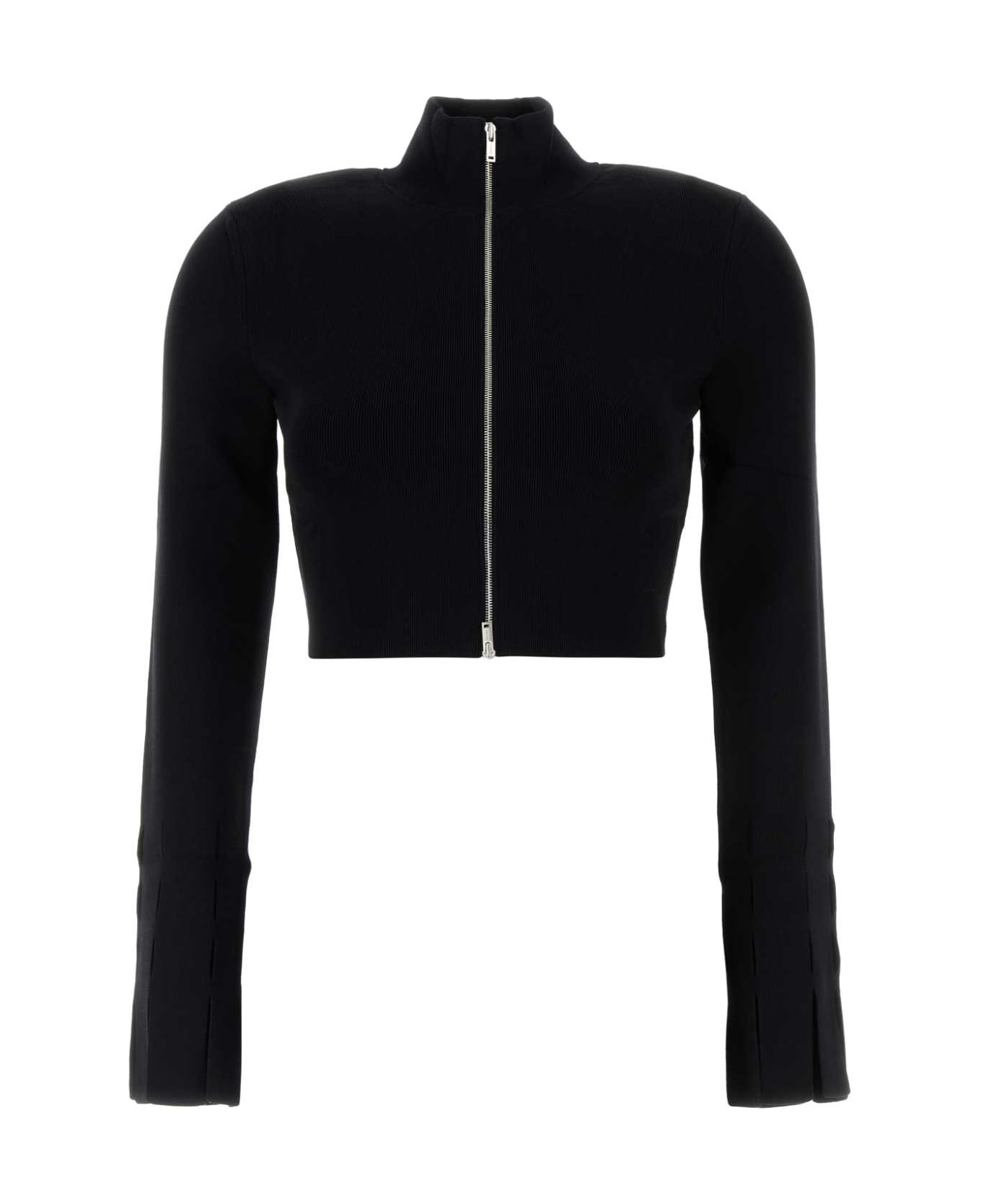 Black Stretch Viscose Blend Izan Cardigan - 1
