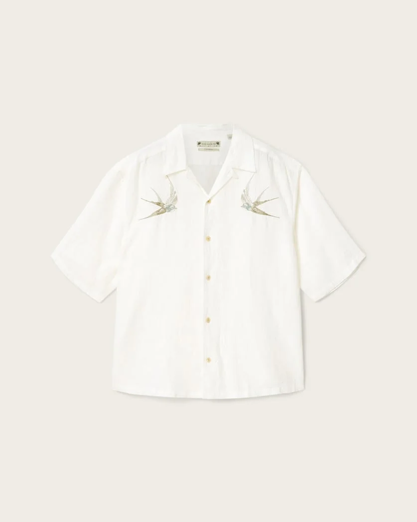 AVIA SHORT SLEEVE EMBROIDERED LINEN SHIRT - 1