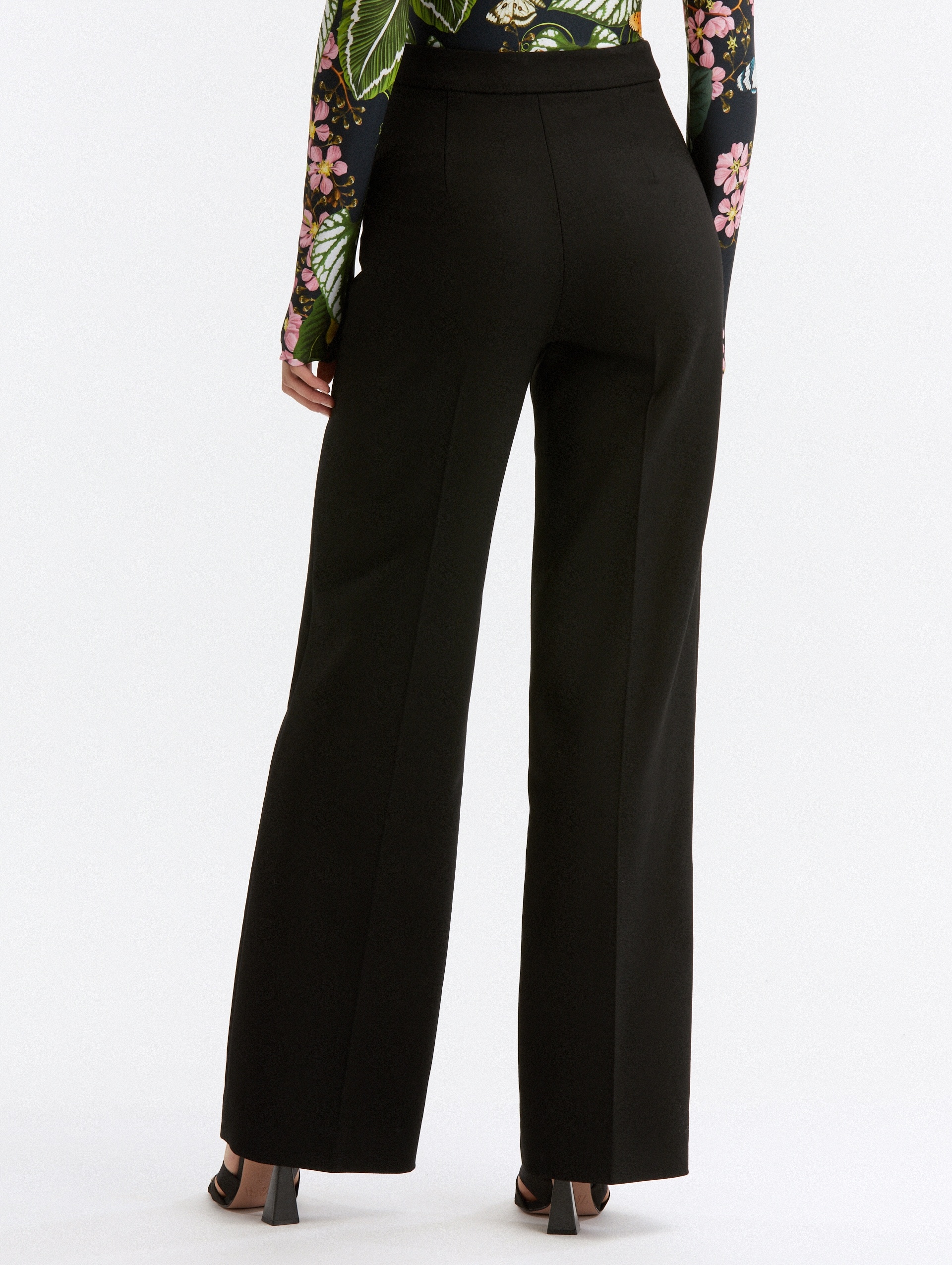 ZIP FRONT WIDE LEG PANTS - 4