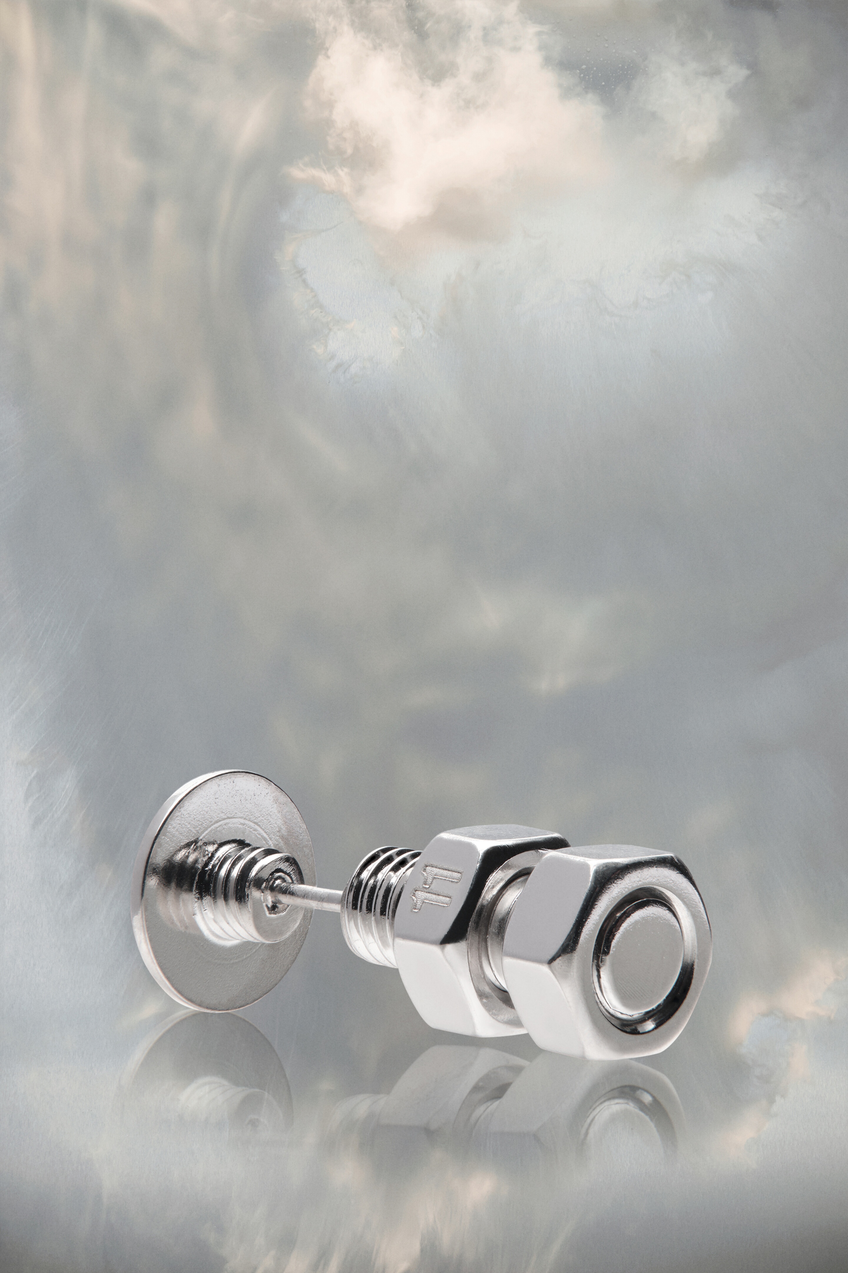 Bolt and nut screw earring - 2