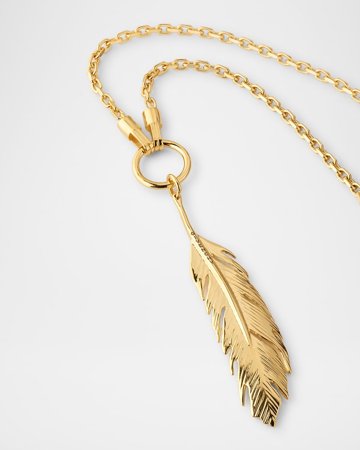 Men's Small Gold-Tone Feather Pendant Necklace - 2