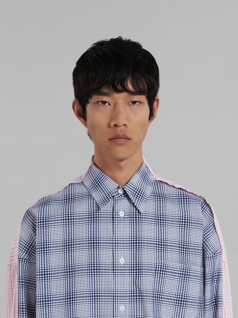BLUE BIO POPLIN SHIRT WITH CONTRASTING CHECKS 4