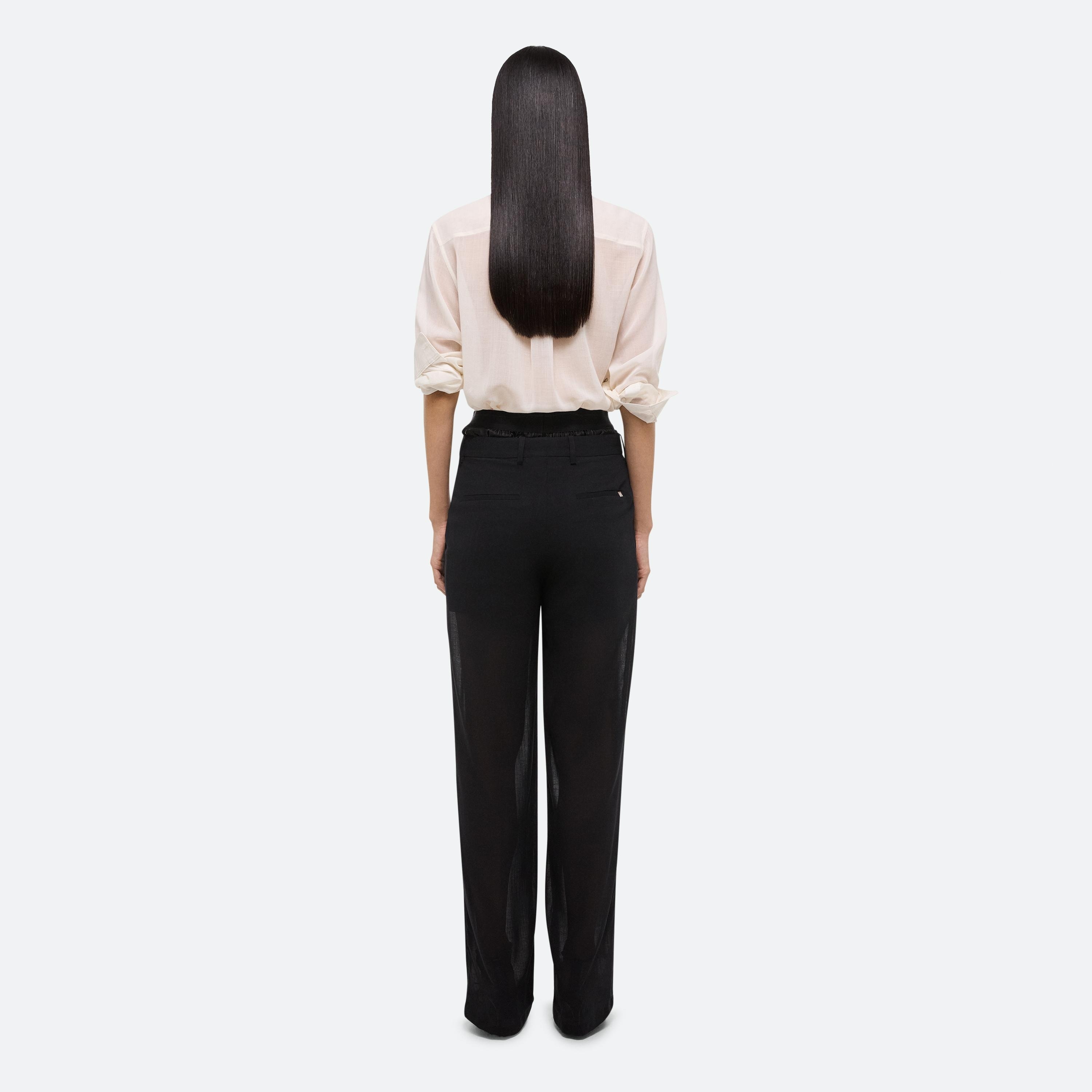 SHEER DOUBLE-PLEATED PANTS - 5