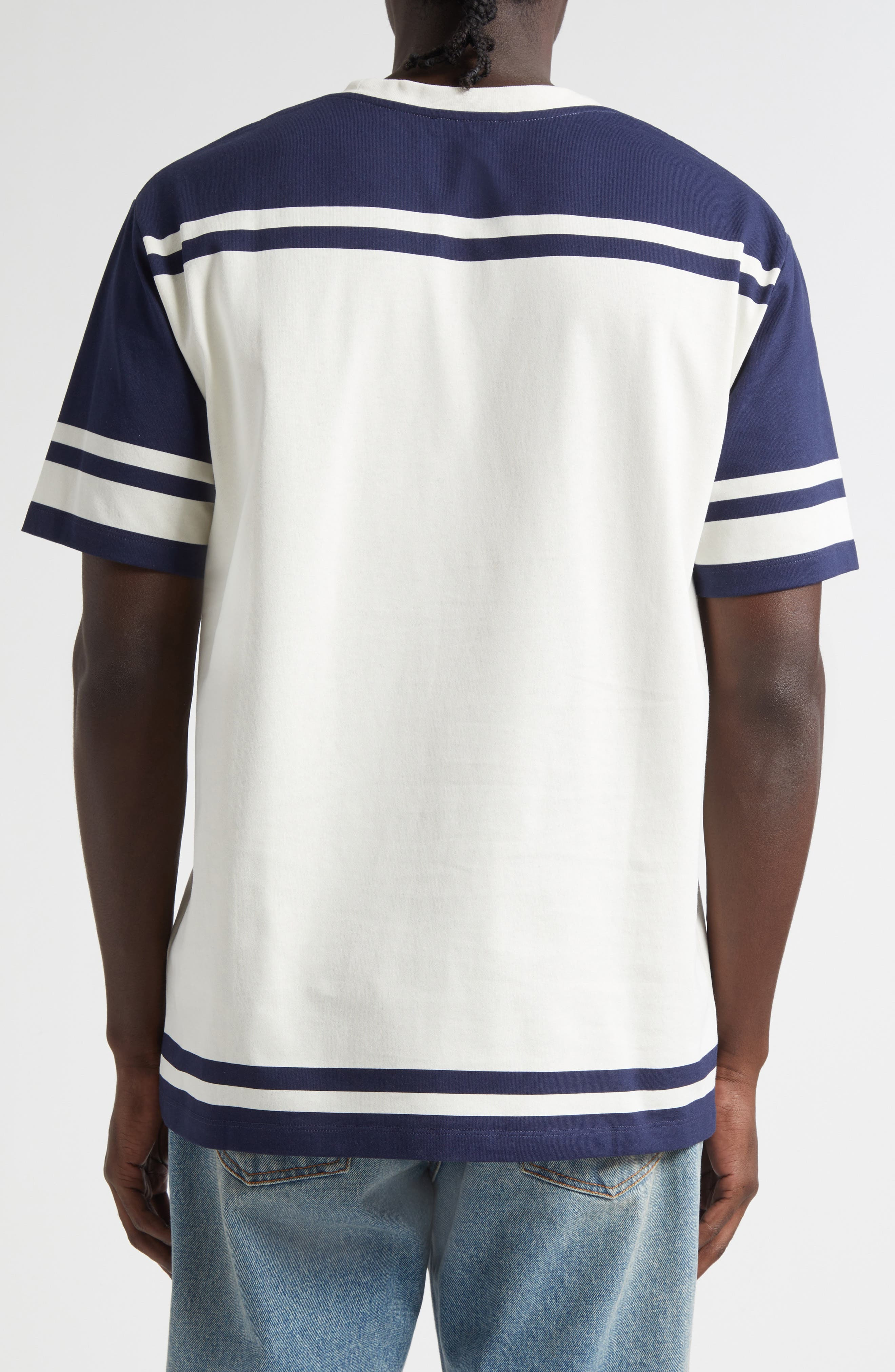 Balmain Emblem Varsity T-Shirt in Gtj Cream/Navy at Nordstrom - 3