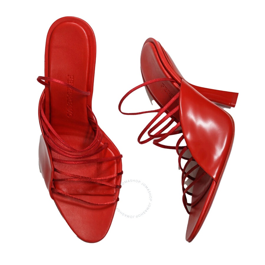 Ferragamo Ladies Red Leather Altaire Ultra Fine Strap Sandals - 3