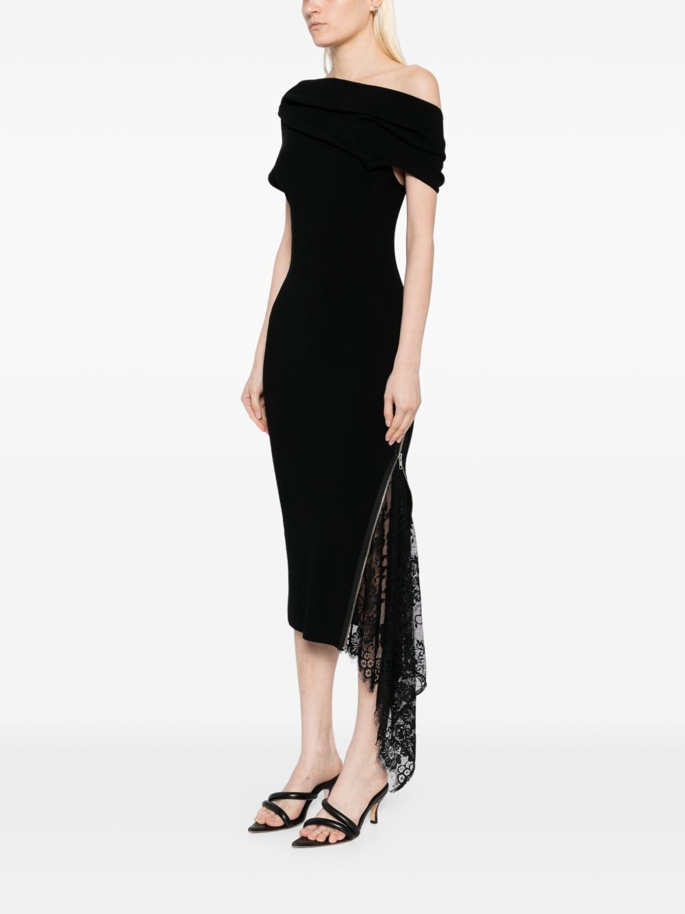 lace-insert knitted dress - 3