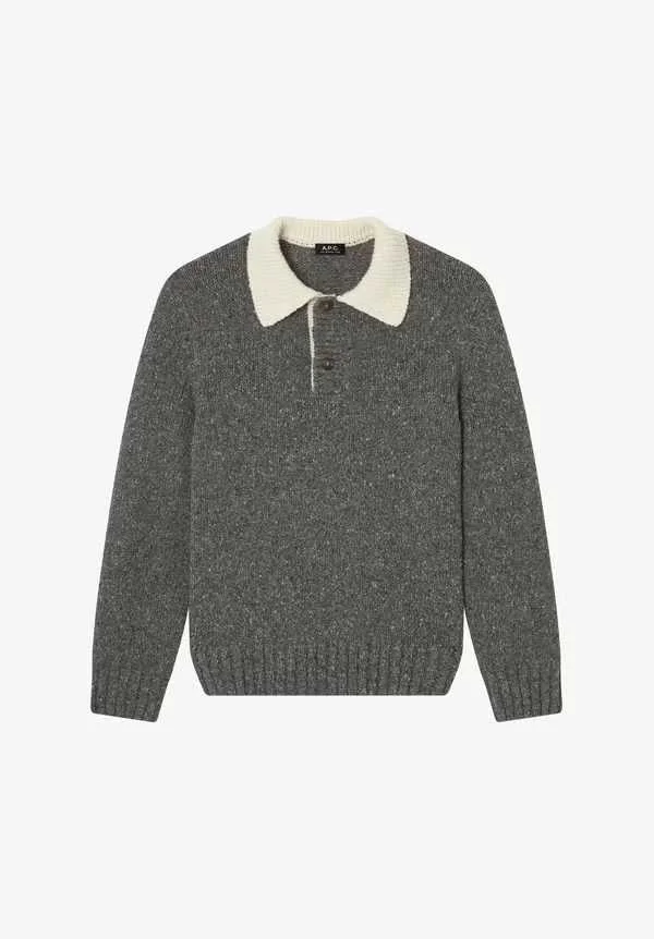 SWEATER WITH CONTRASTING POLO SHIRT COLLAR - 1