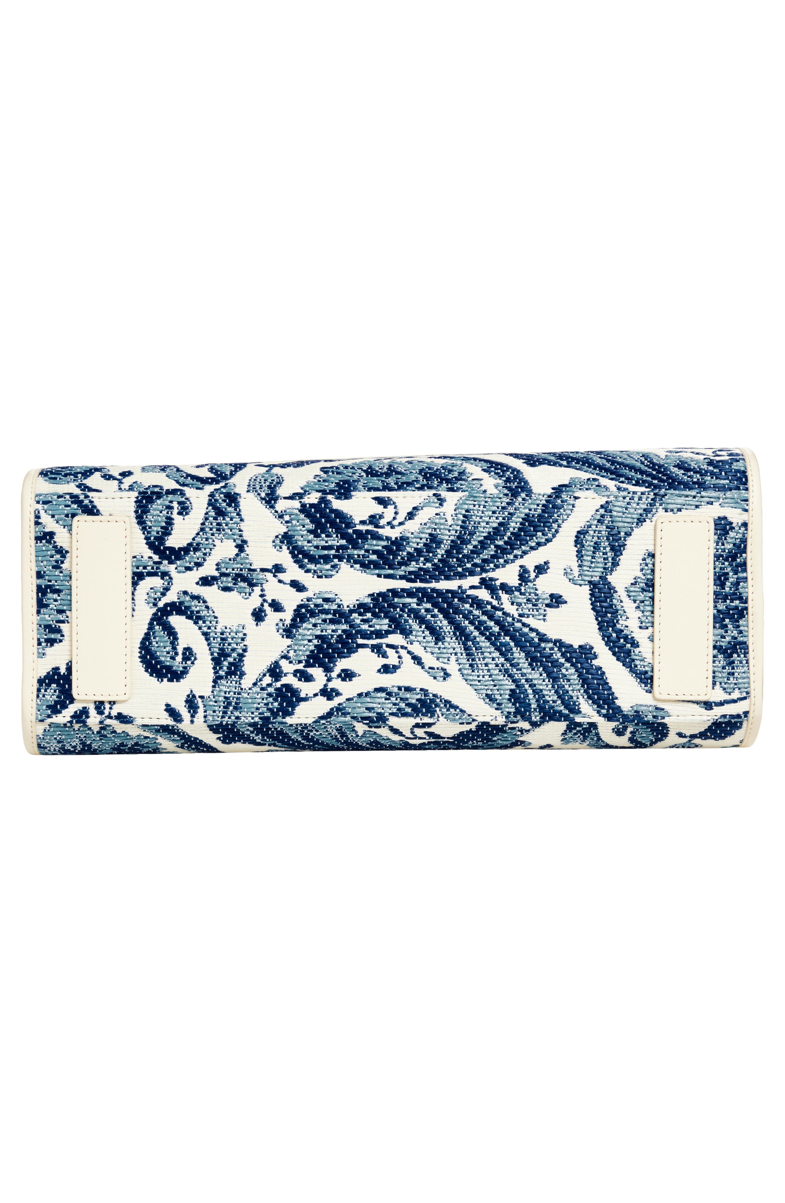 Versace Large Barocco Floral Raffia Tote in Eggshell/Bright Blue at Nordstrom - 7