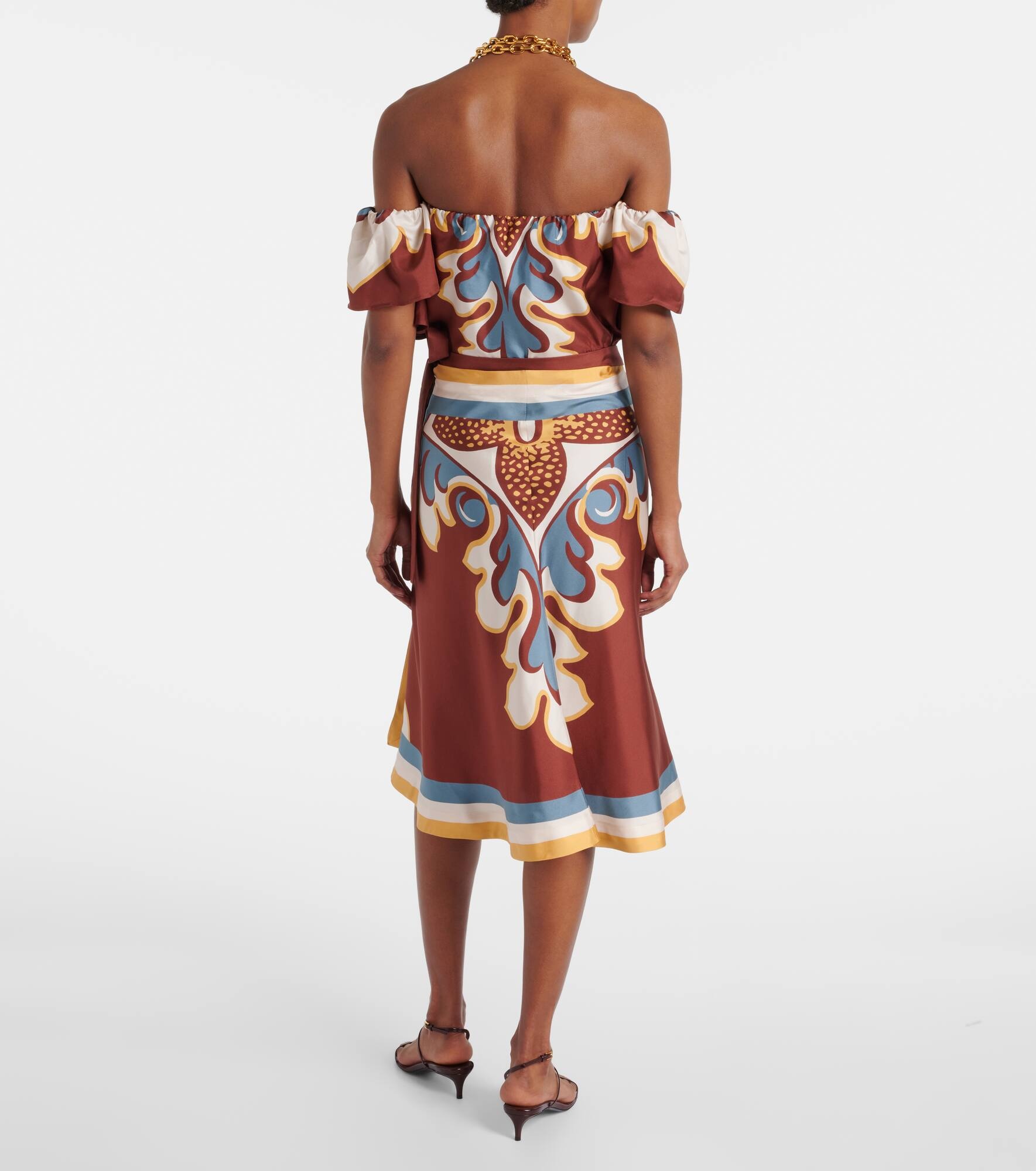 Printed silk wrap skirt - 3