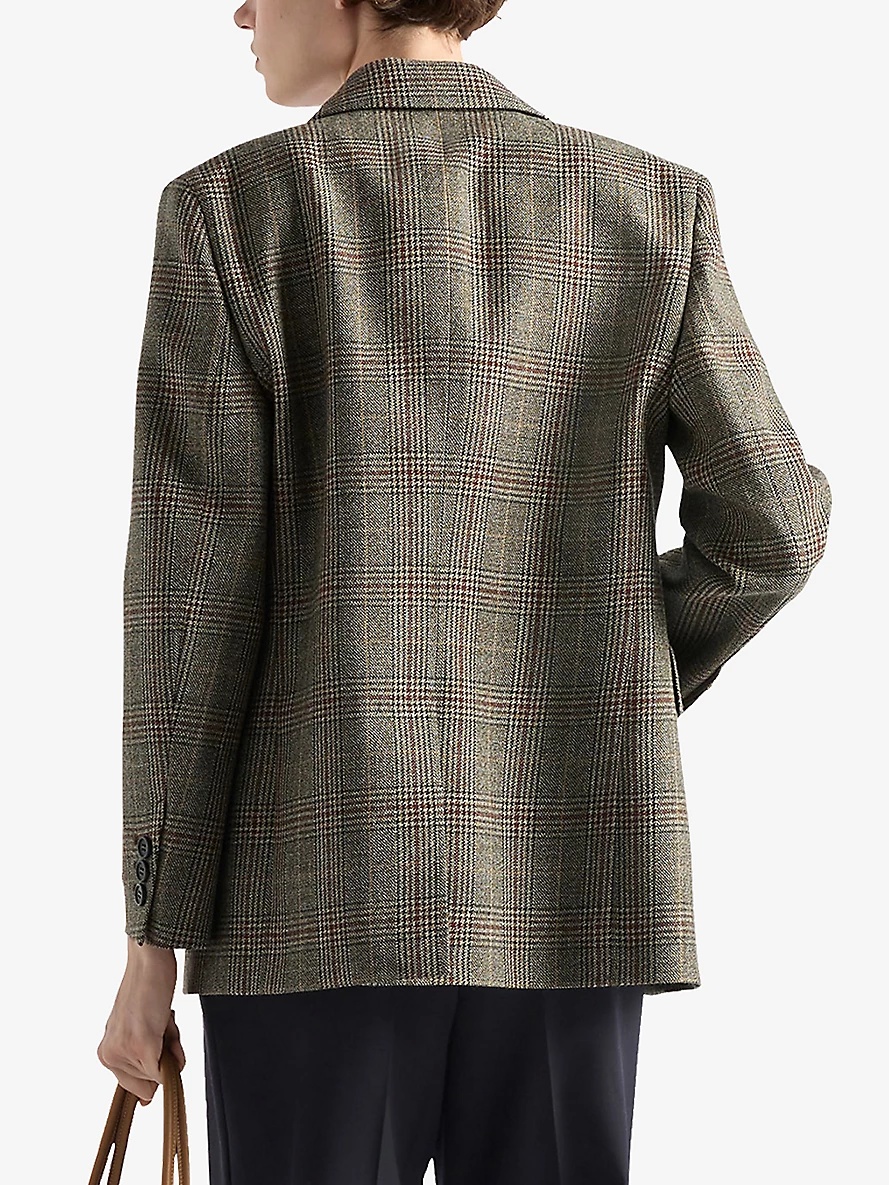 Single-breasted Prince of Wales checked wool jacket - 4