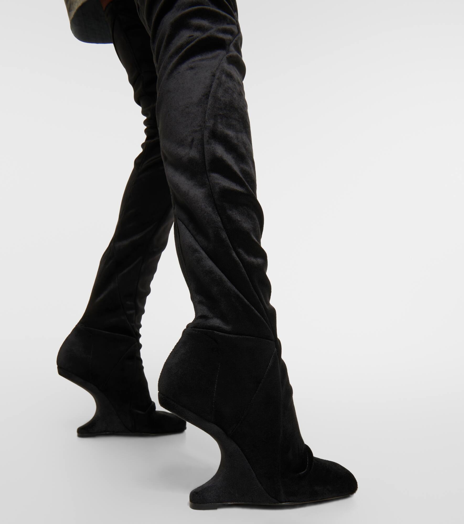 Cantilever velvet over-the-knee boots - 4