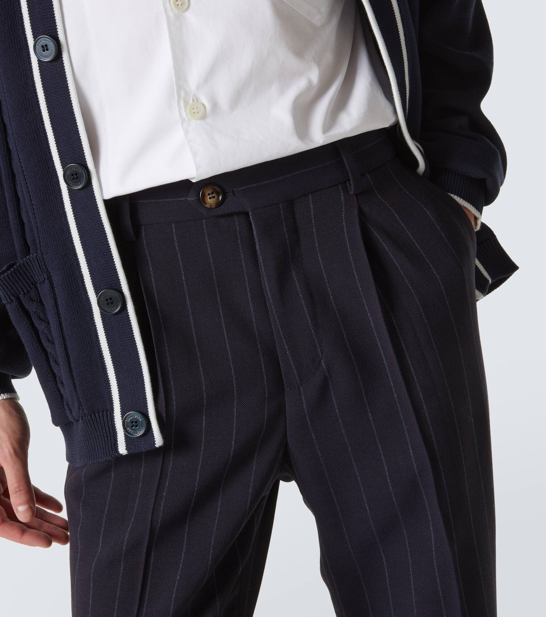 Chalkstripe wool straight pants - 5