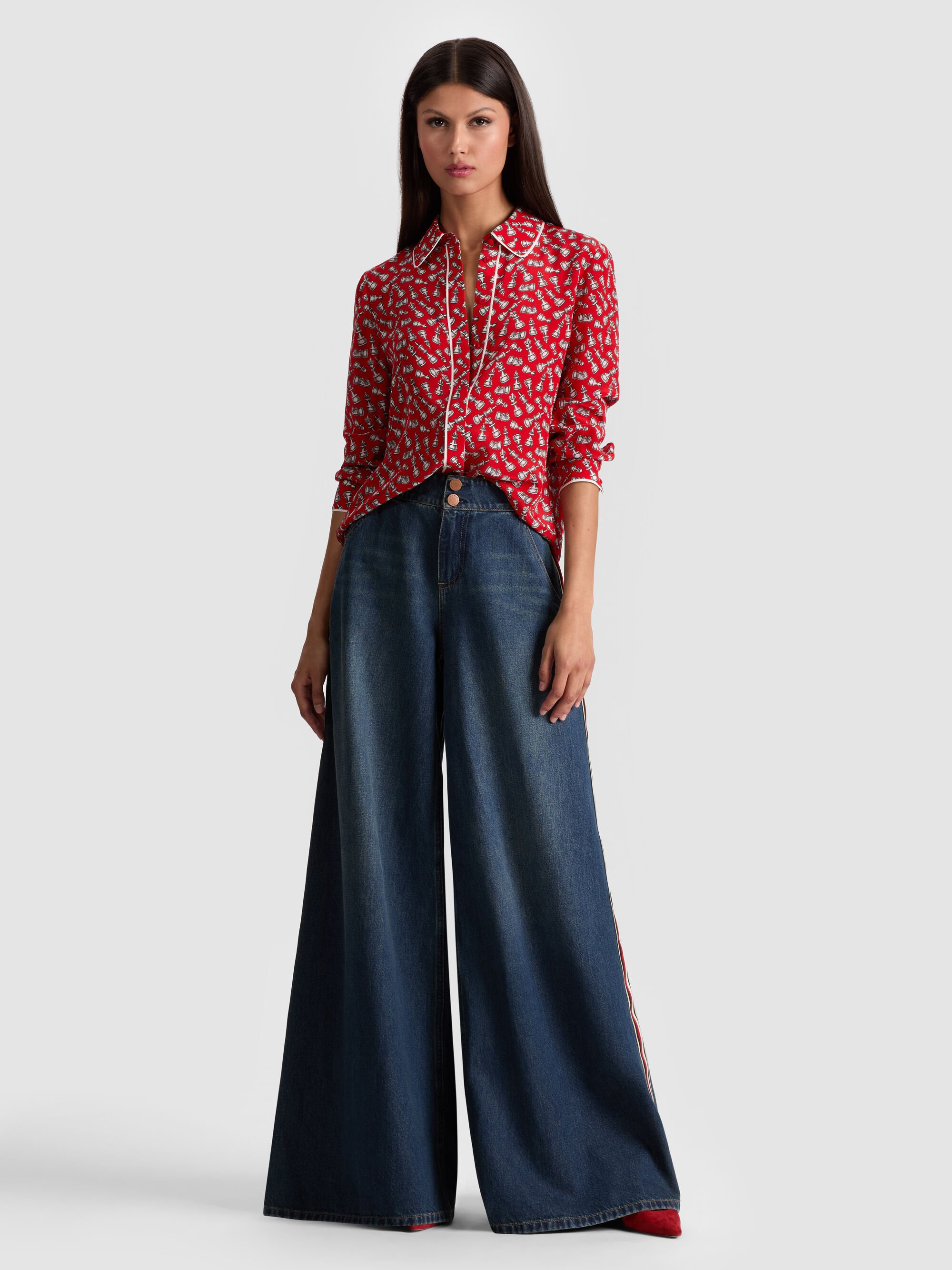WILLA SILK BLOUSE WITH PIPING - 3