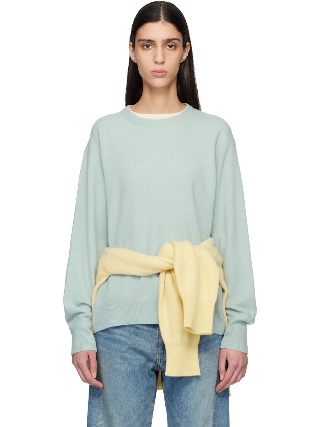 Blue Extra Fine Wool Knit Sweater - 1