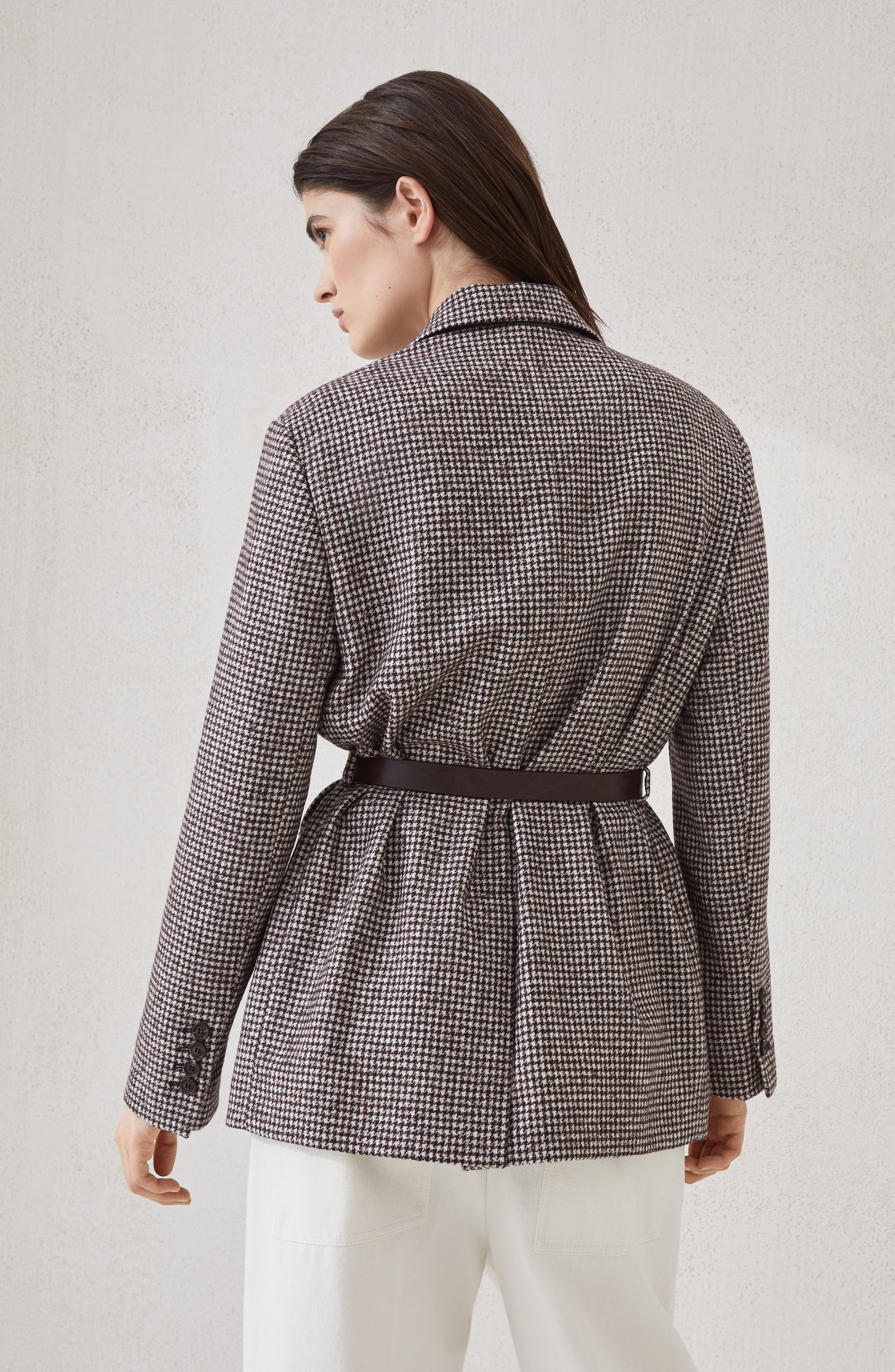 Brunello Cucinelli Houndstooth blazer with monili in Brown at Nordstrom - 3