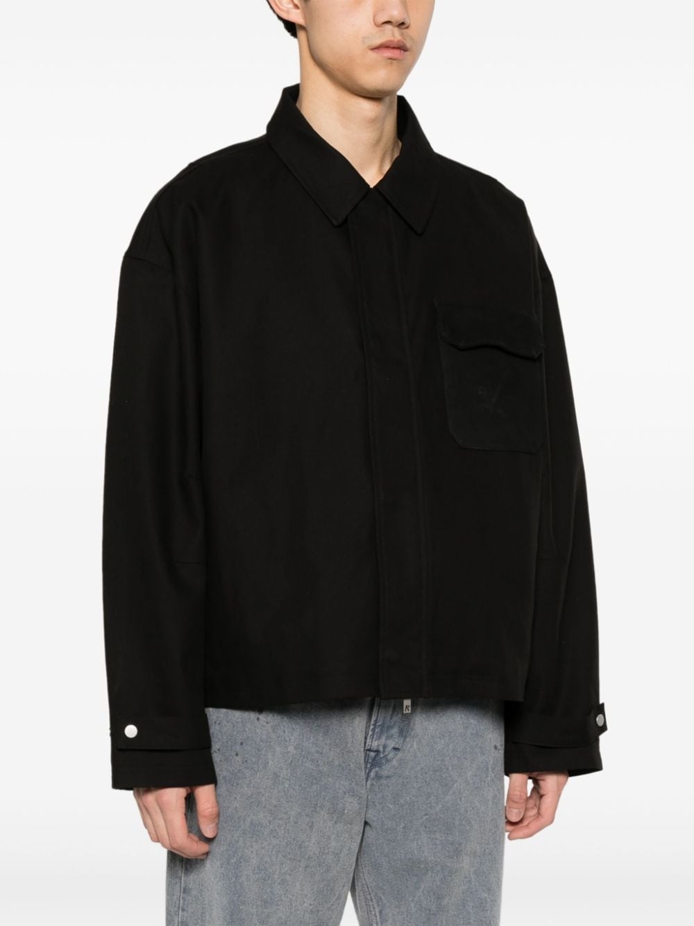 logo-engraved cotton jacket - 3