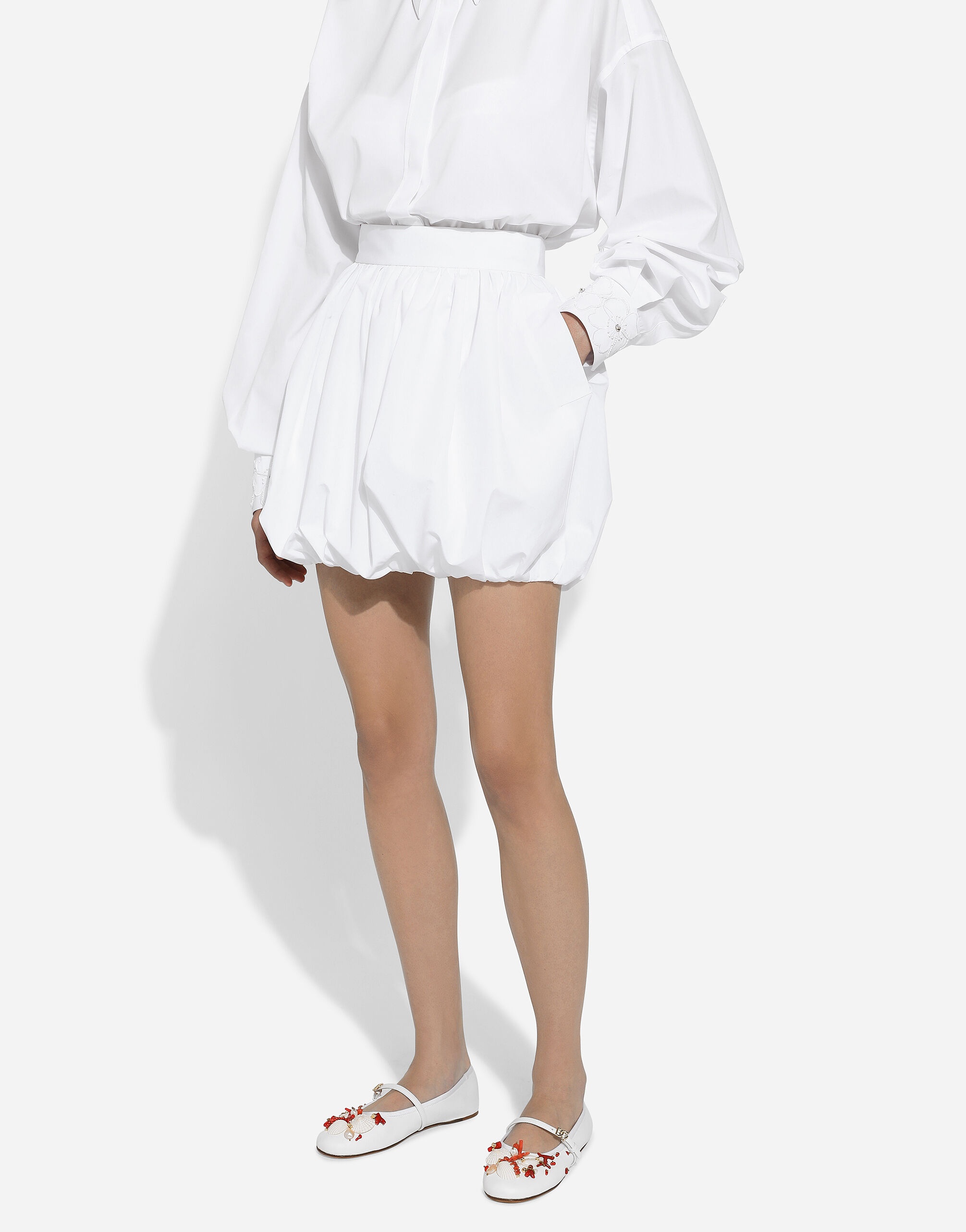 Short cotton balloon skirt - 4