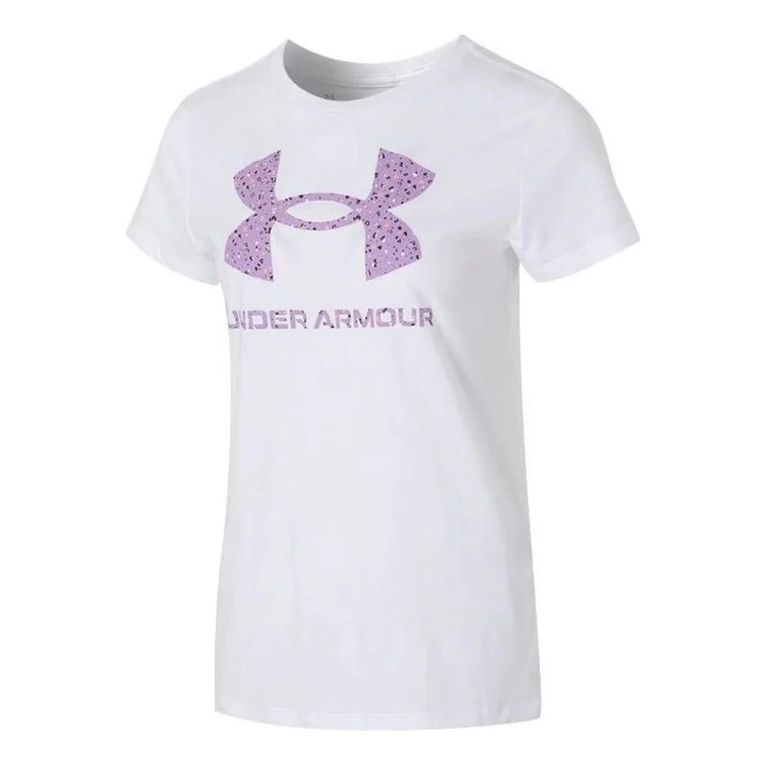 (WMNS) Under Armour Sportstyle Graphic T-Shirt 'White Purple' 1356305-108 - 1