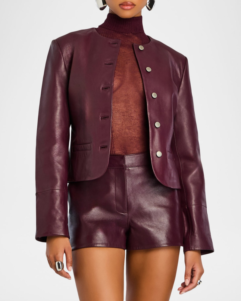 Talvi Leather Jacket with Faux Fur Cuffs 4