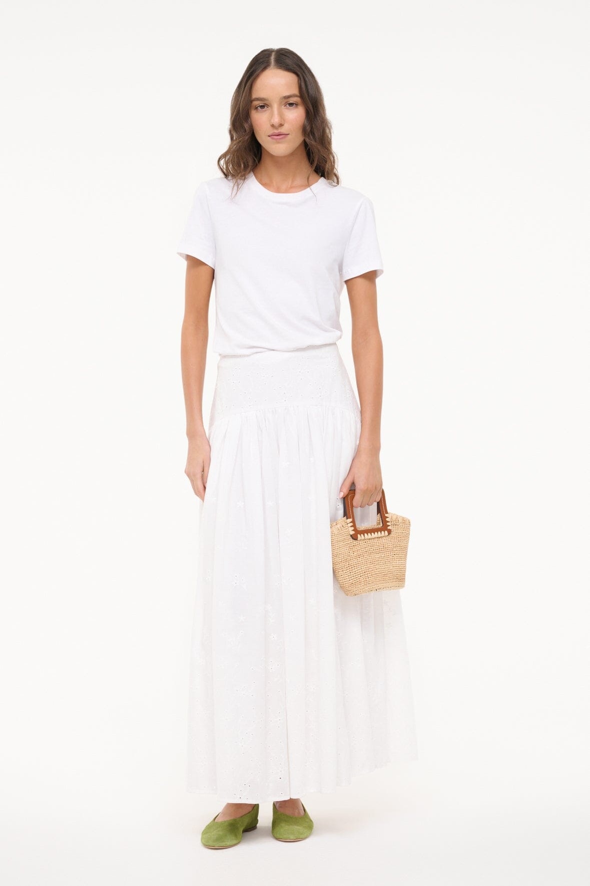 STAUD PROCIDA SKIRT WHITE EYELET - 2